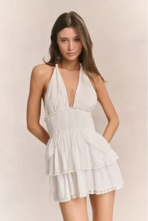 Deanna Halter Mini Dress - TRUE WHITE