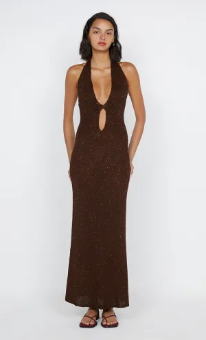 DELFINA SEQUIN MIDI DRESS - CHOCOLATE