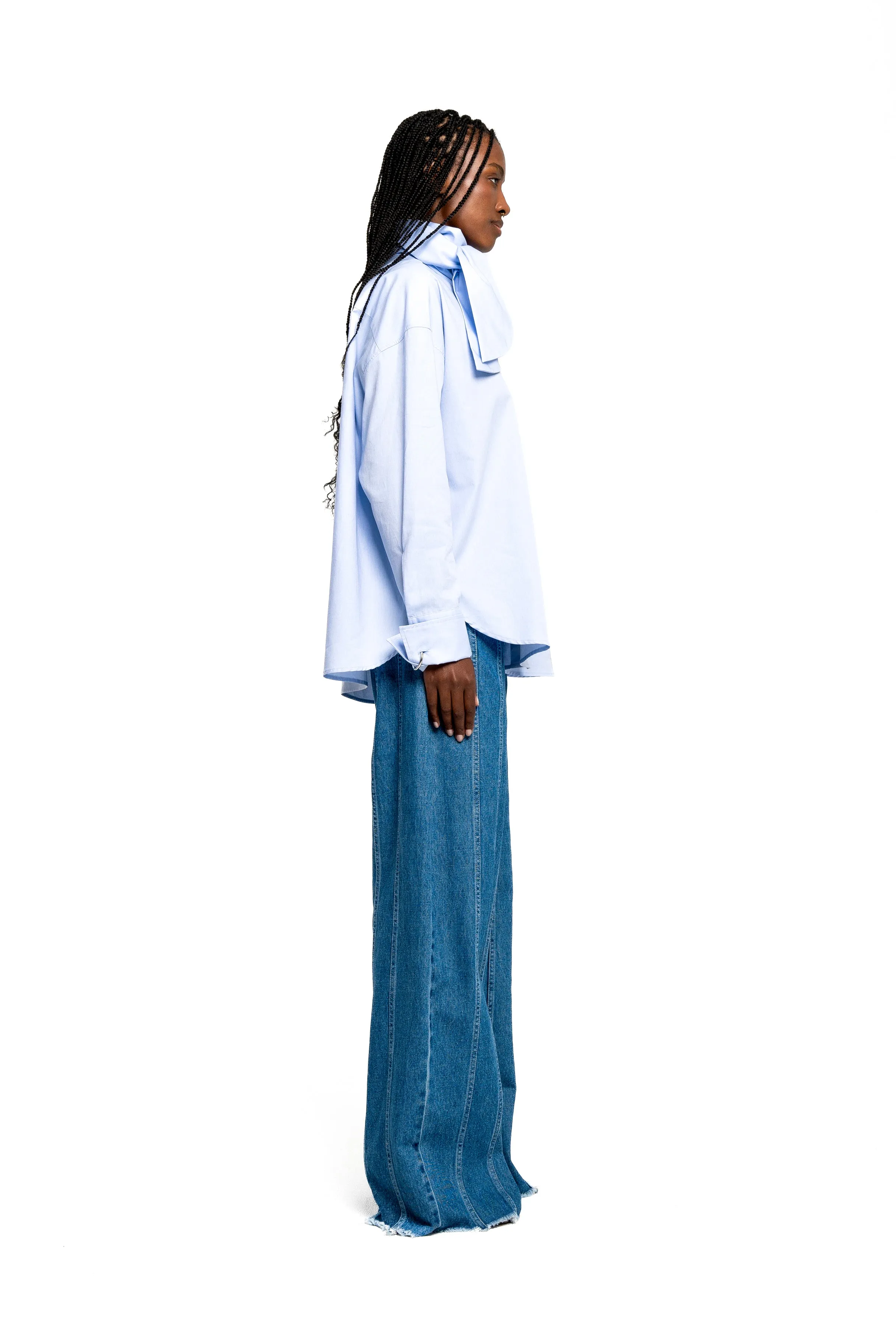 DENIM BOYFRIEND TROUSERS WITH SEAM LINES