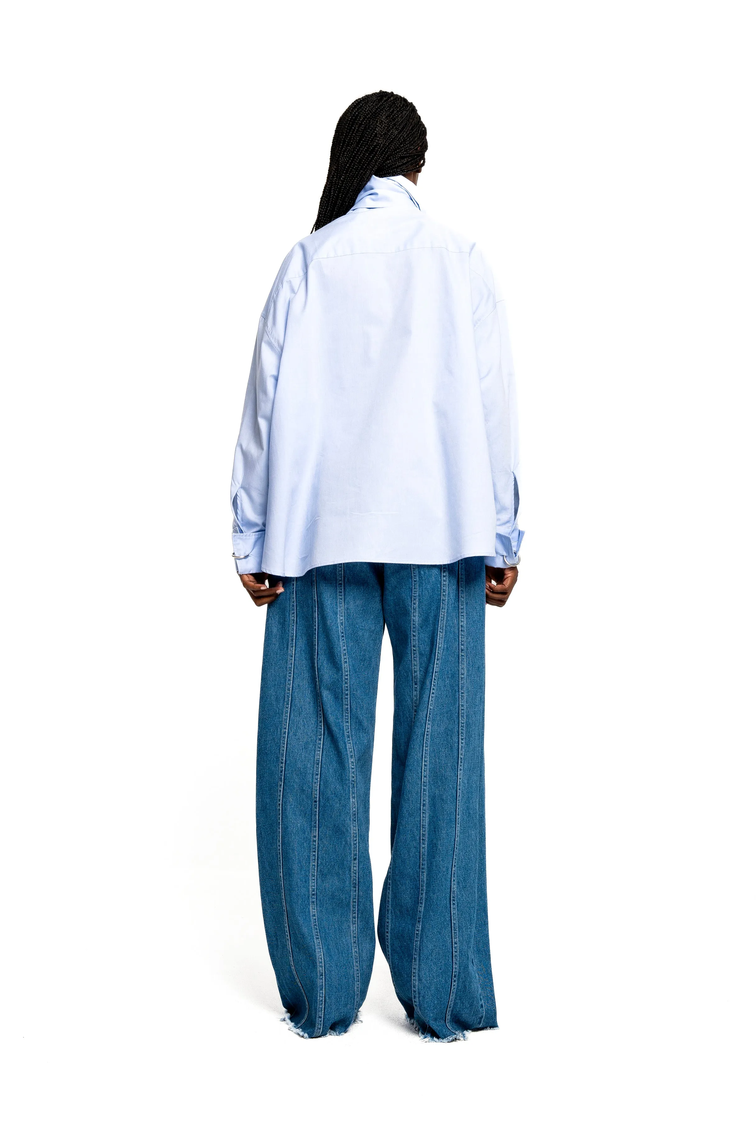 DENIM BOYFRIEND TROUSERS WITH SEAM LINES
