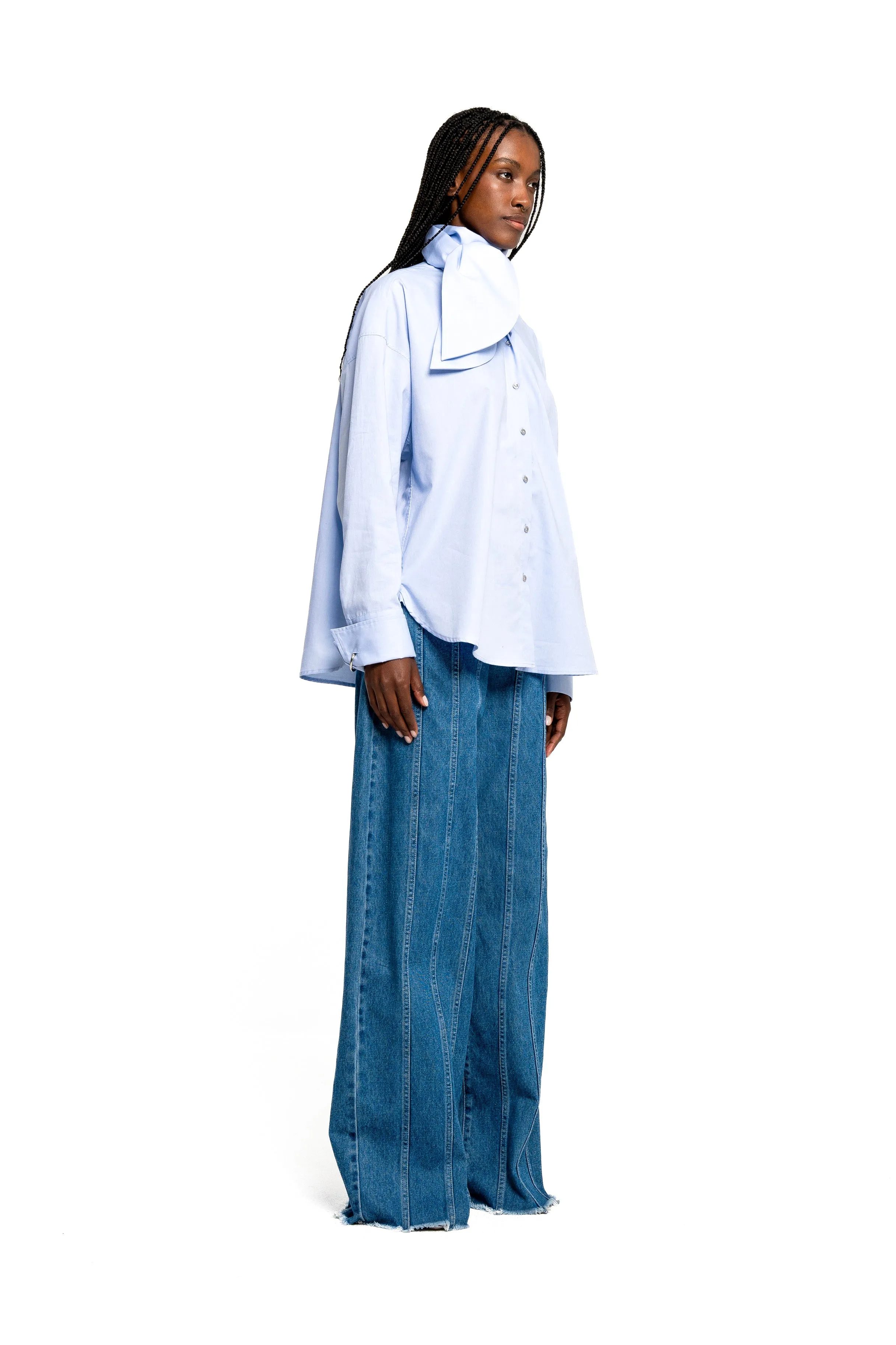 DENIM BOYFRIEND TROUSERS WITH SEAM LINES