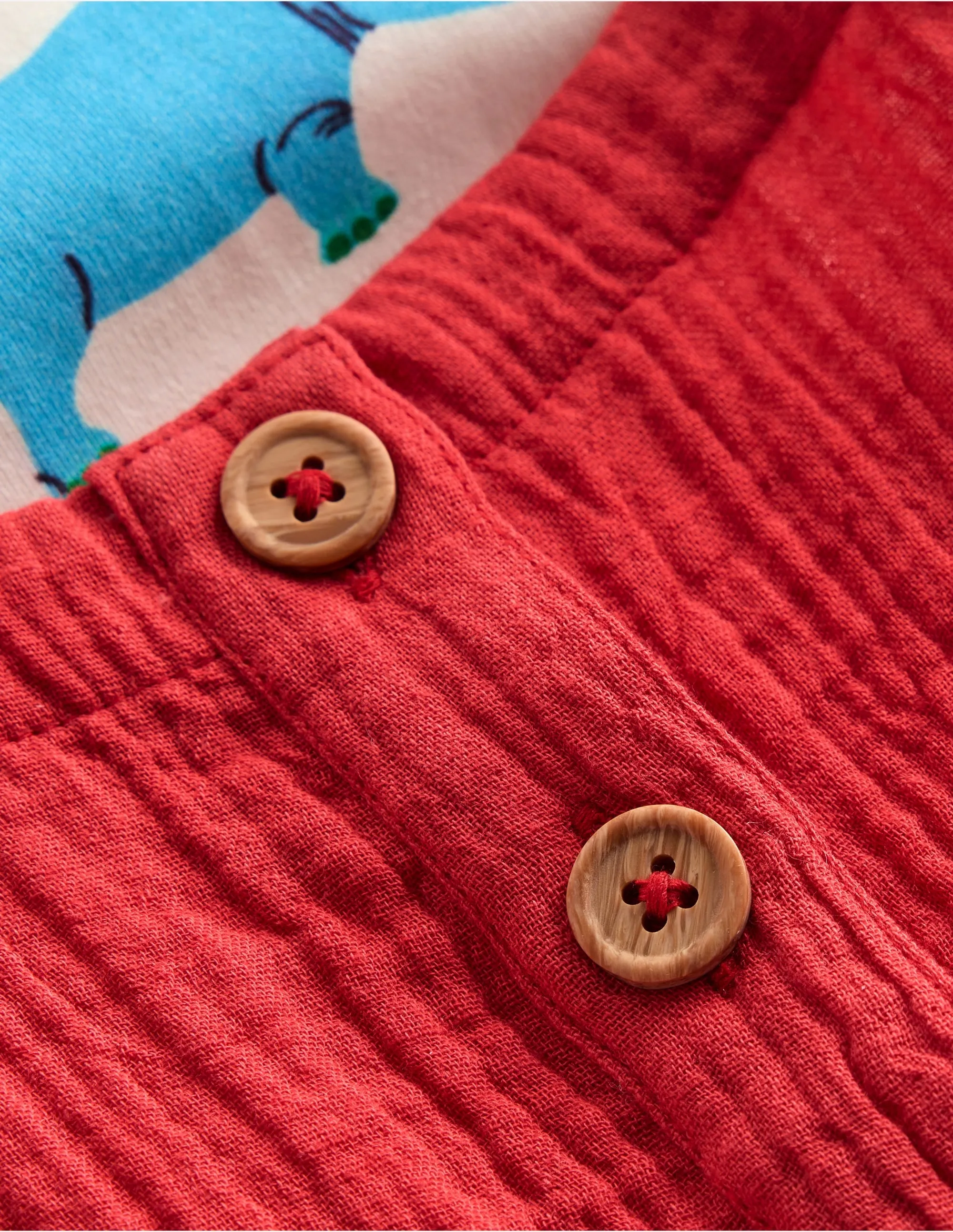 Double Cloth Dungaree Set-Poppy Red Jungle