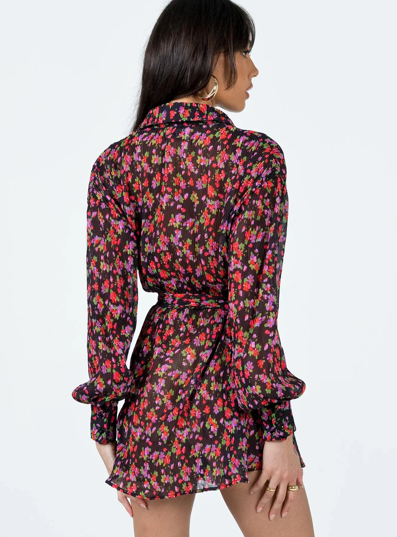 Edena Mini Dress Black Floral