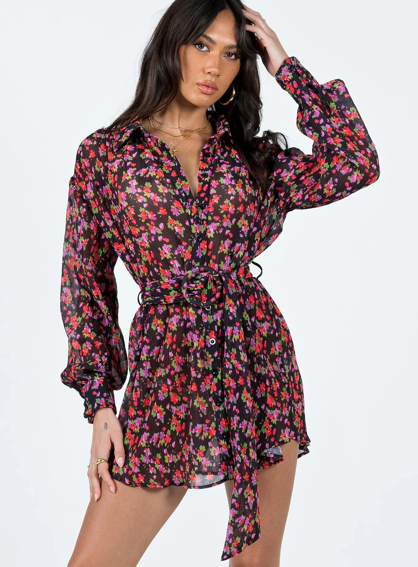 Edena Mini Dress Black Floral
