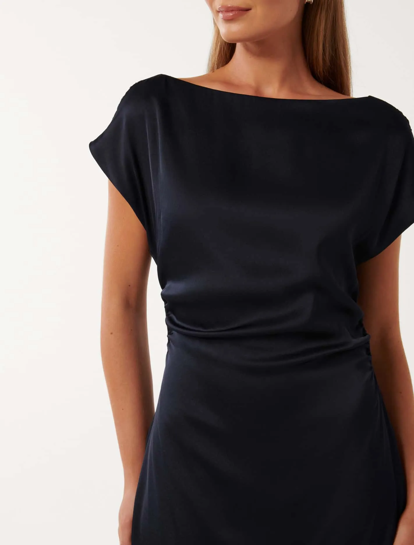 Ella Draped Satin Midi Dress