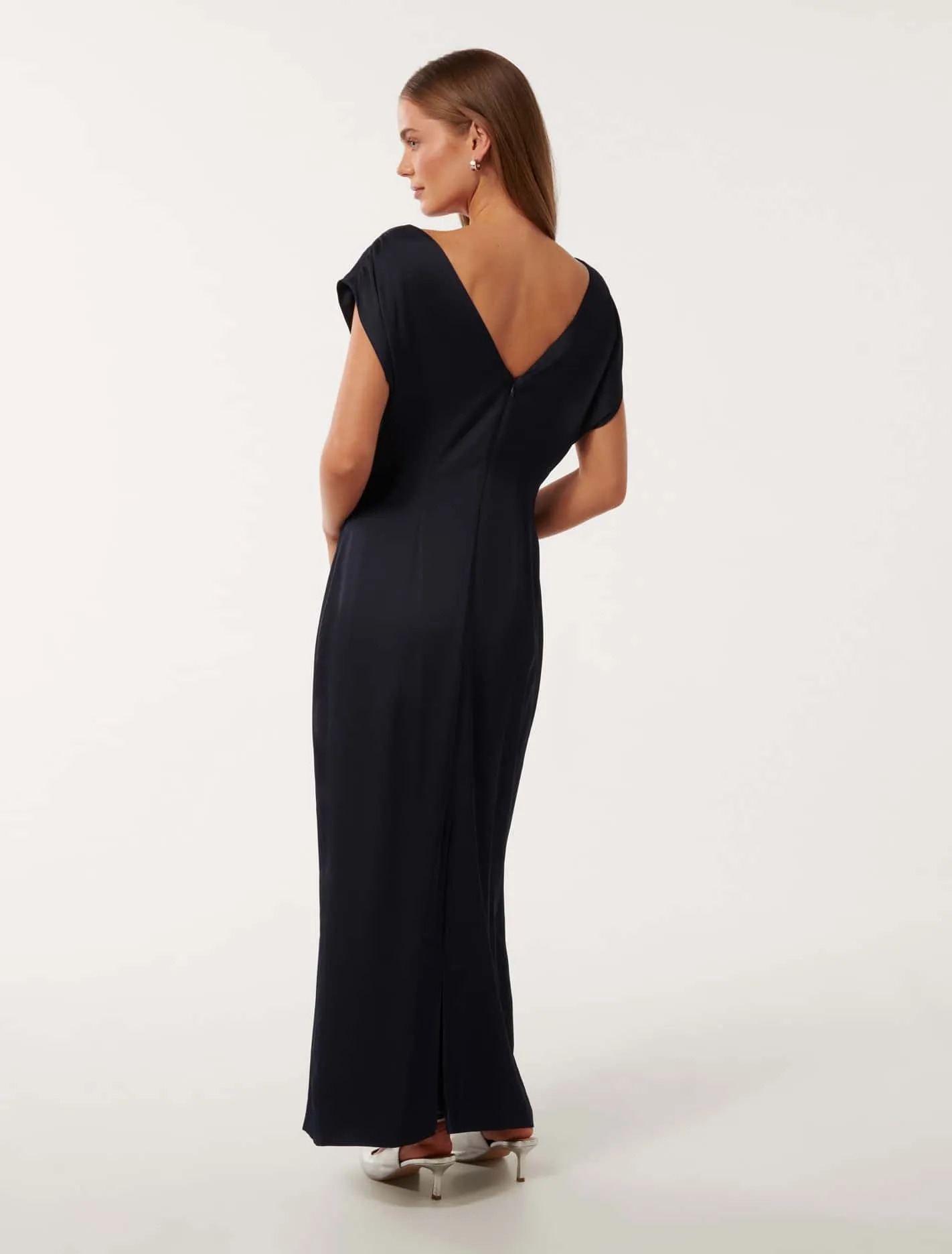 Ella Draped Satin Midi Dress