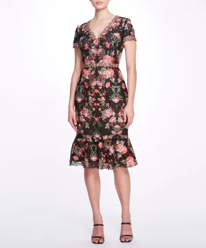 Embroidered Guipure V-neck Cocktail