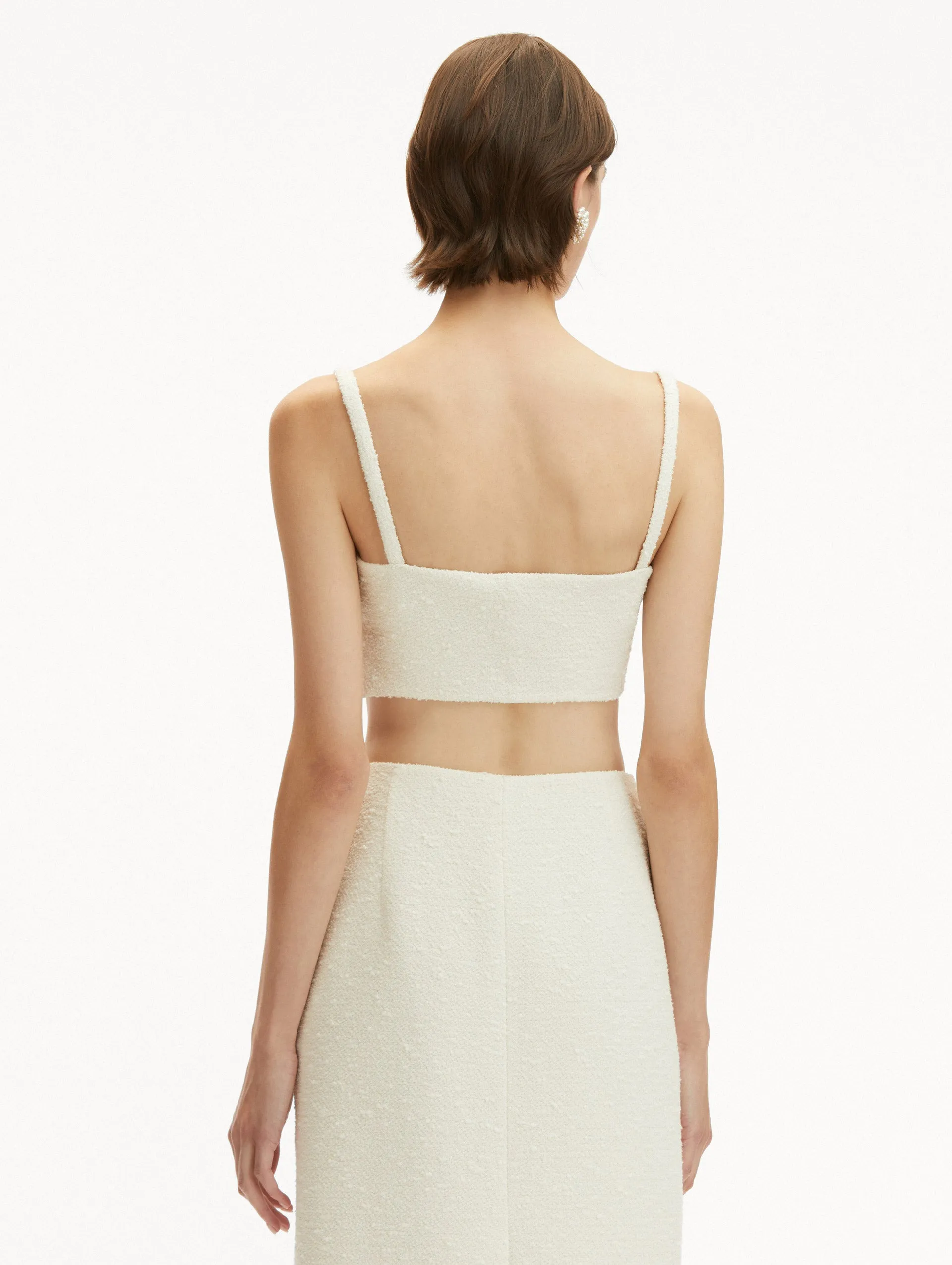 English Rose Cutout Tweed Top