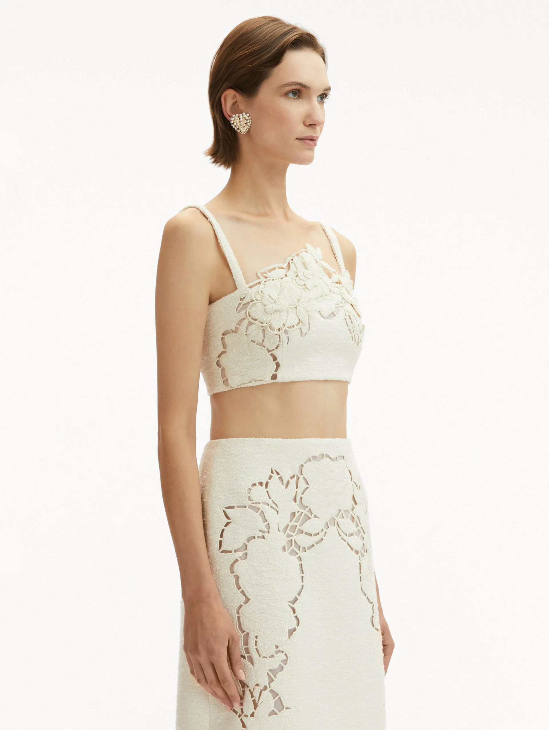 English Rose Cutout Tweed Top