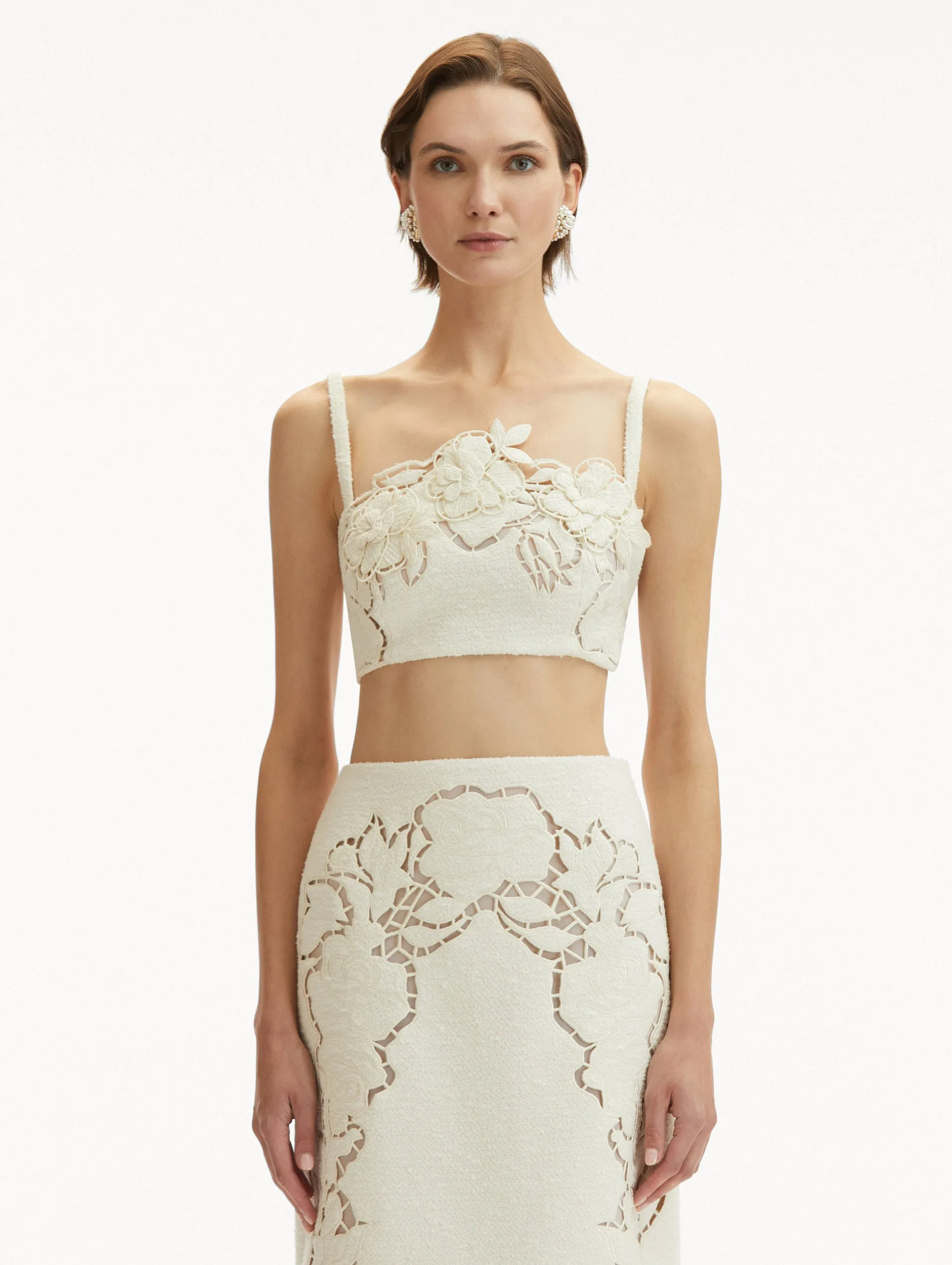 English Rose Cutout Tweed Top