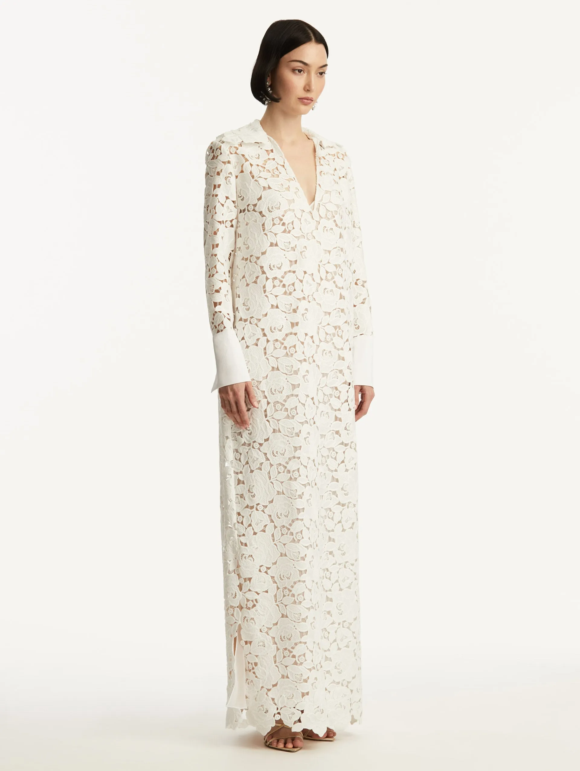 English Rose Guipure Long Sleeve Gown