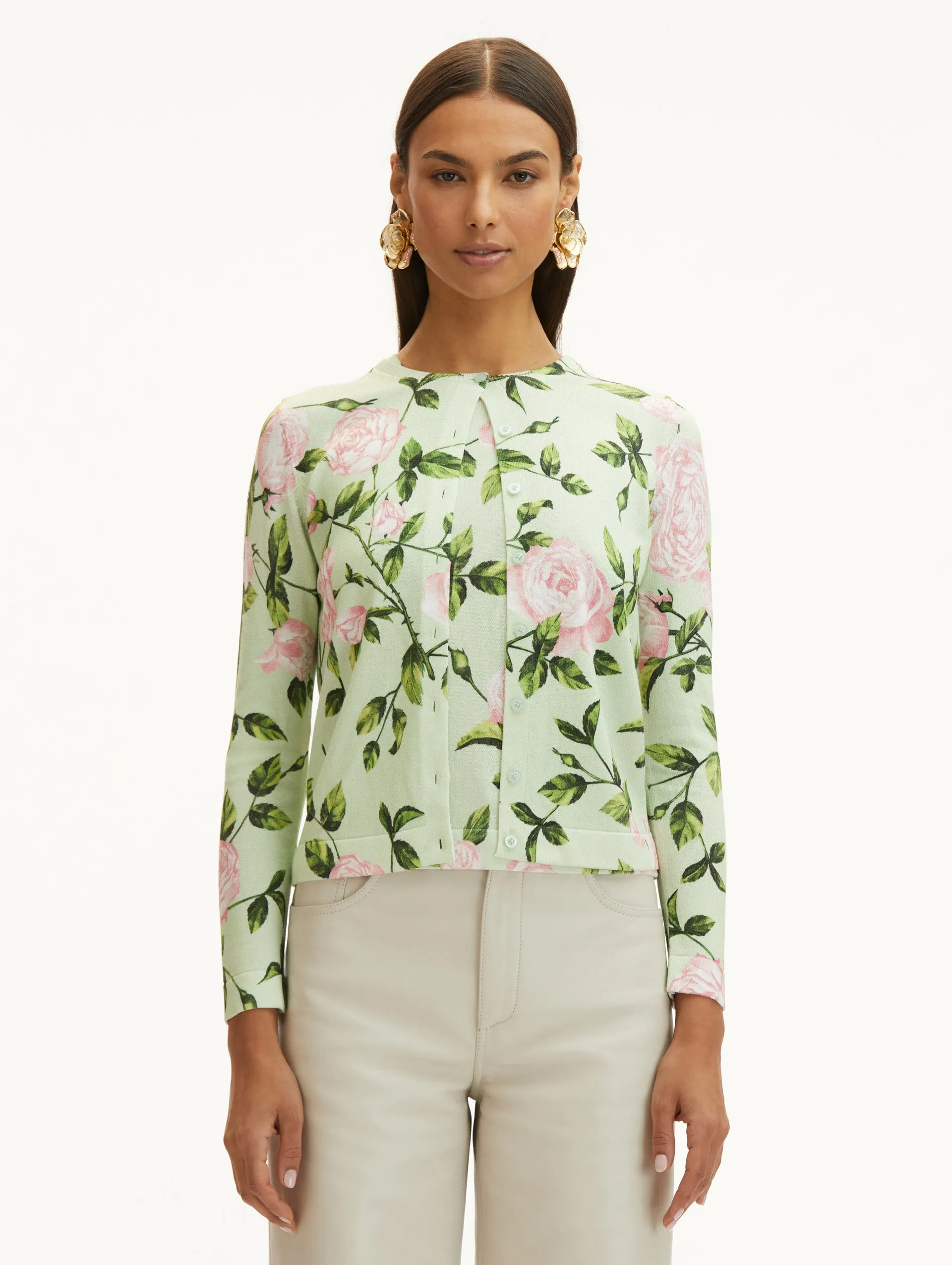 English Rose Printed Cardigan