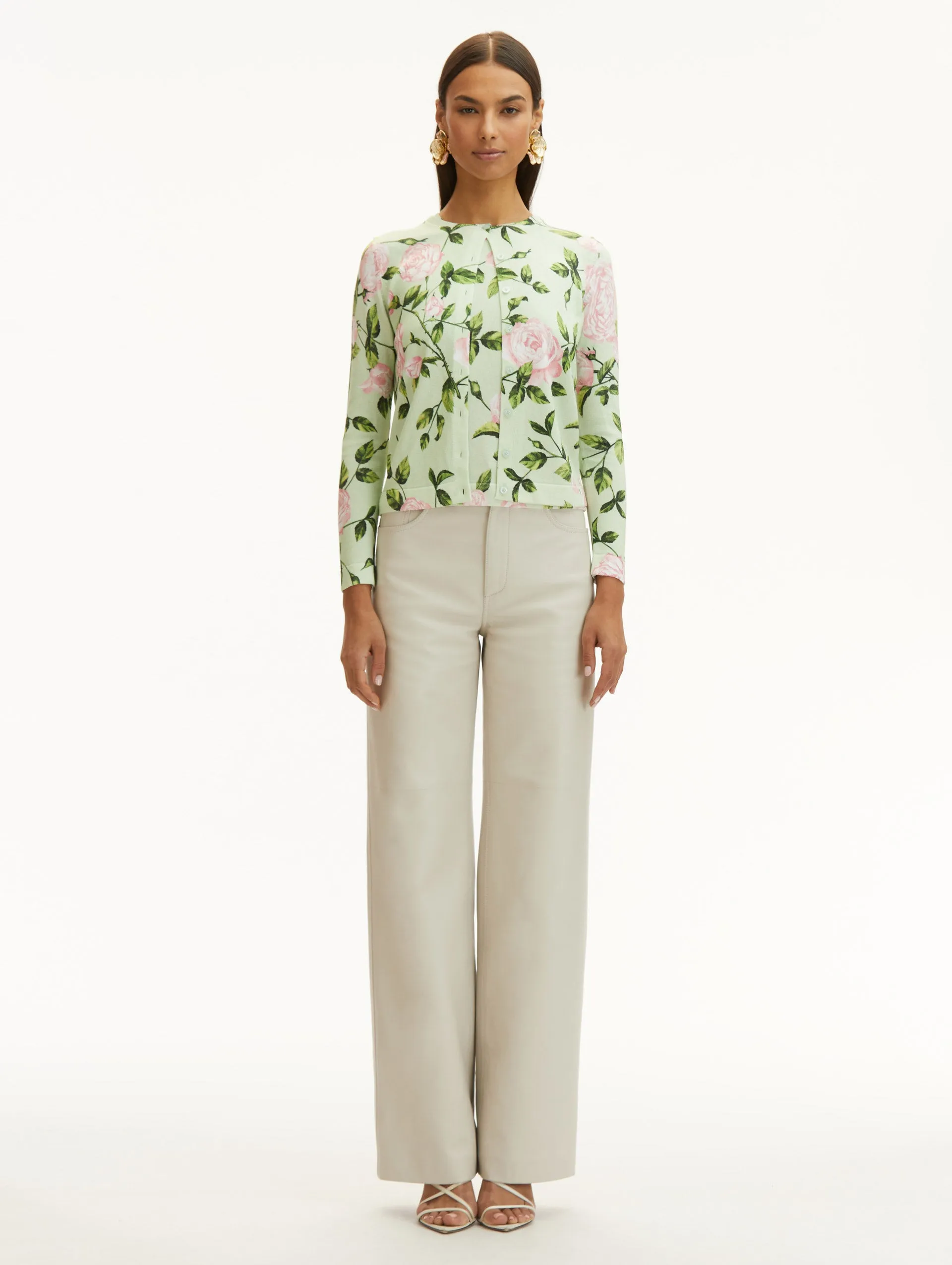 English Rose Printed Cardigan