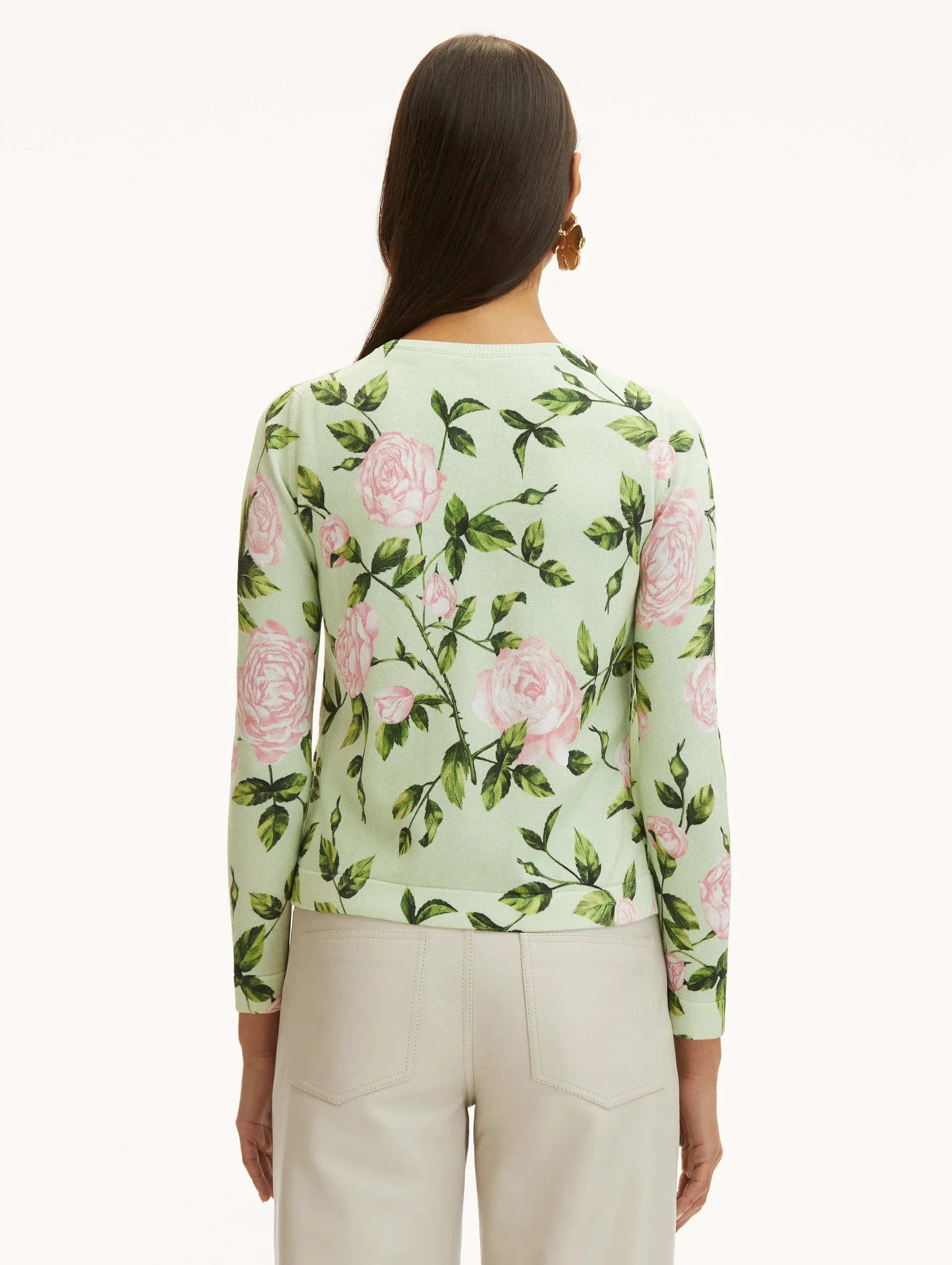 English Rose Printed Cardigan