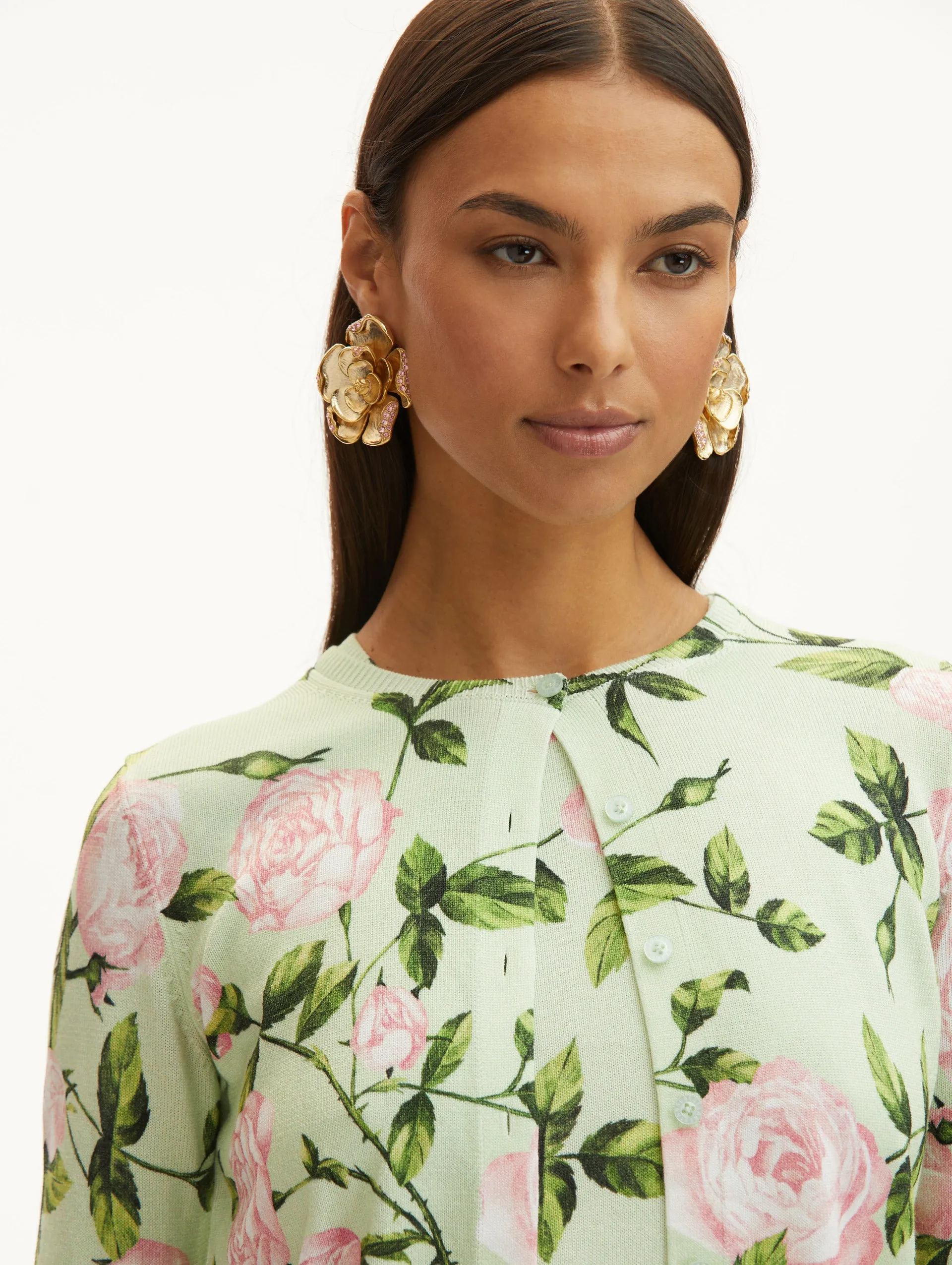 English Rose Printed Cardigan