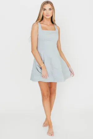 Faye Denim Sleeveless Mini Dress in Light Denim