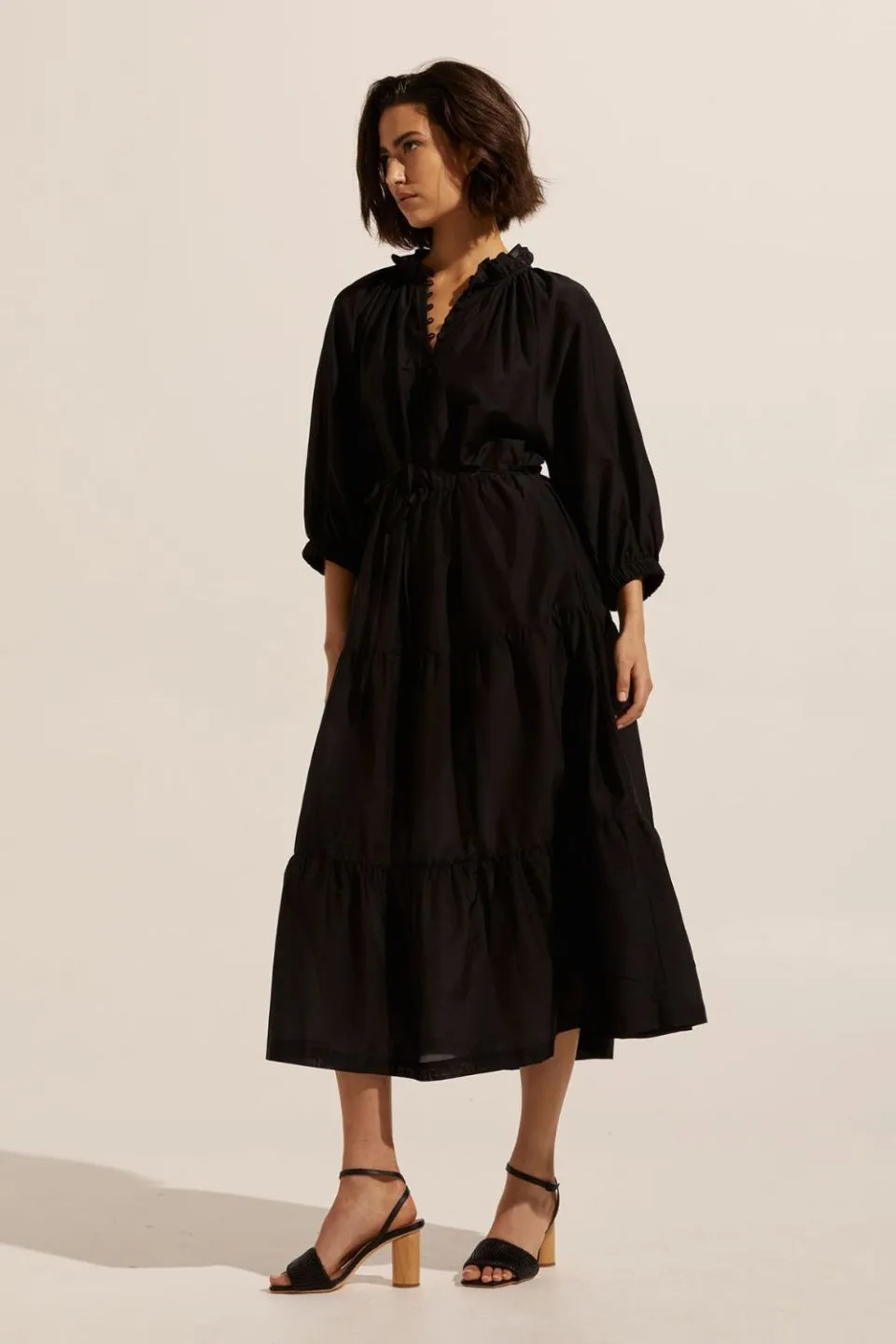 Field Black Tiered Maxi Dress