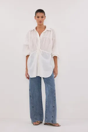 FLOYCE WHITE LINEN LONG SLEEVE TOP