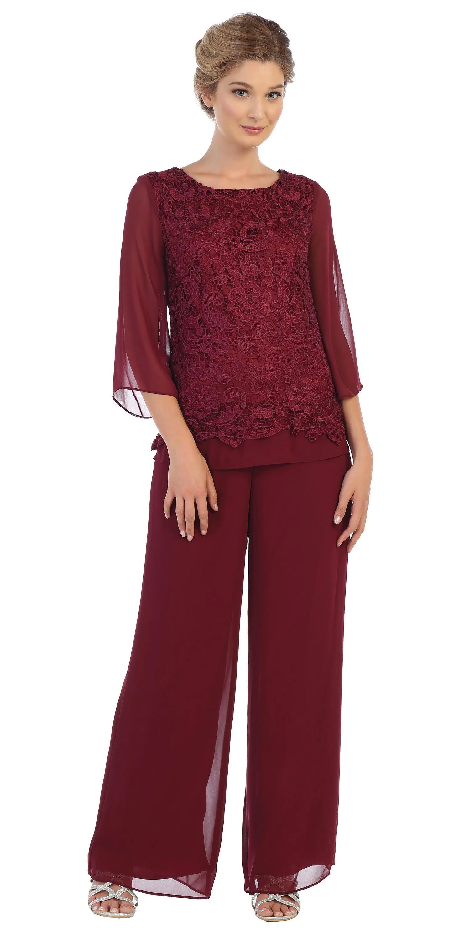 Formal 2 Piece Mother of the Bride Lace Pant Suit Sale
