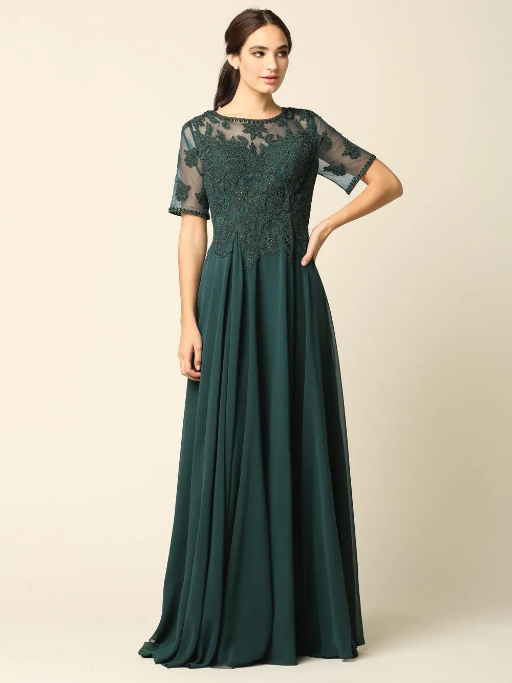Formal Mother of the Bride Long Lace Chiffon Dress Sale