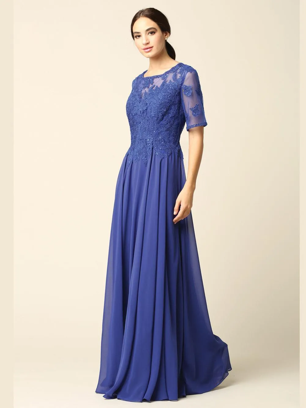Formal Mother of the Bride Long Lace Chiffon Dress Sale