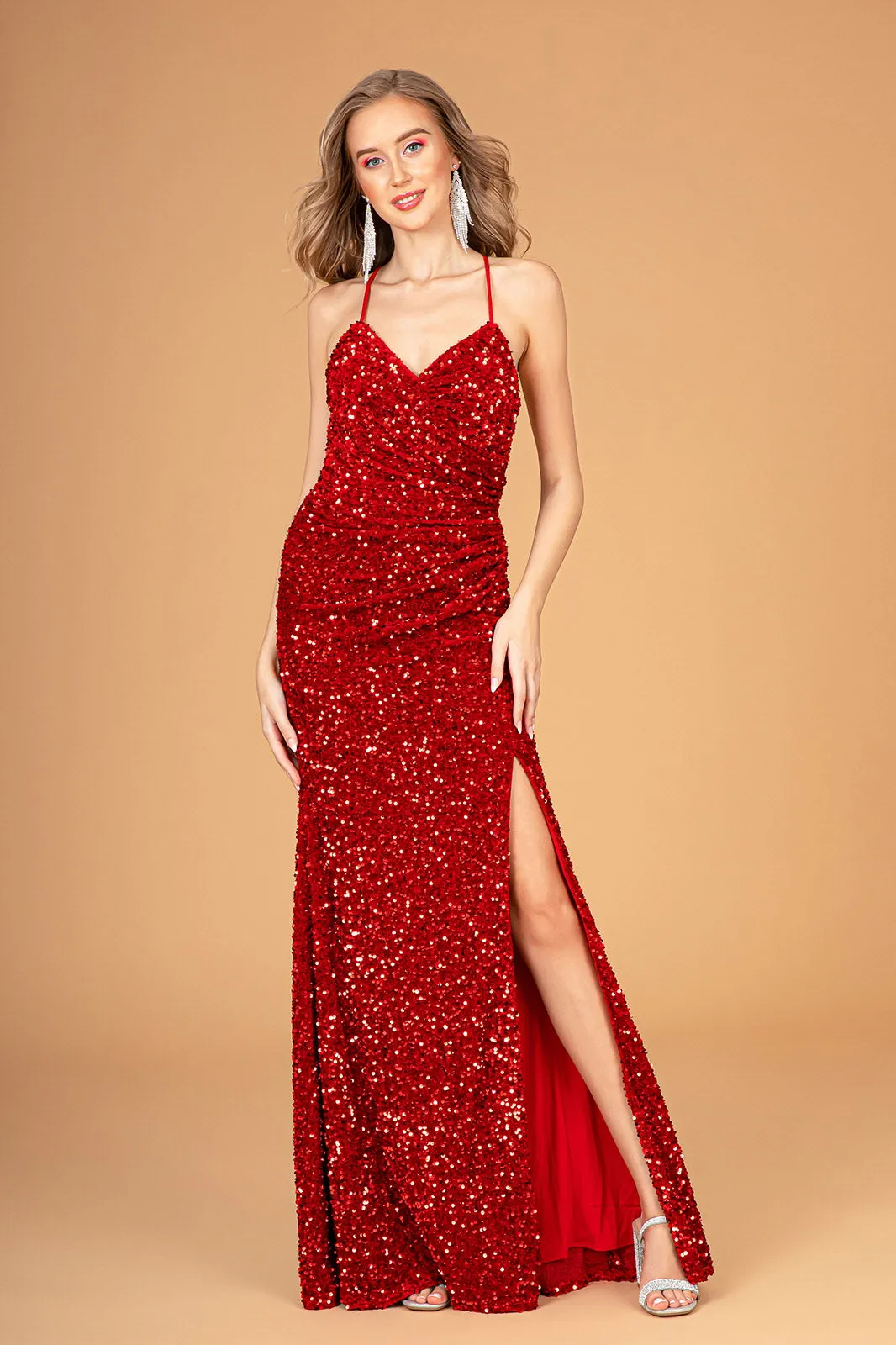 Formal Sequin Long Prom Slit Dress
