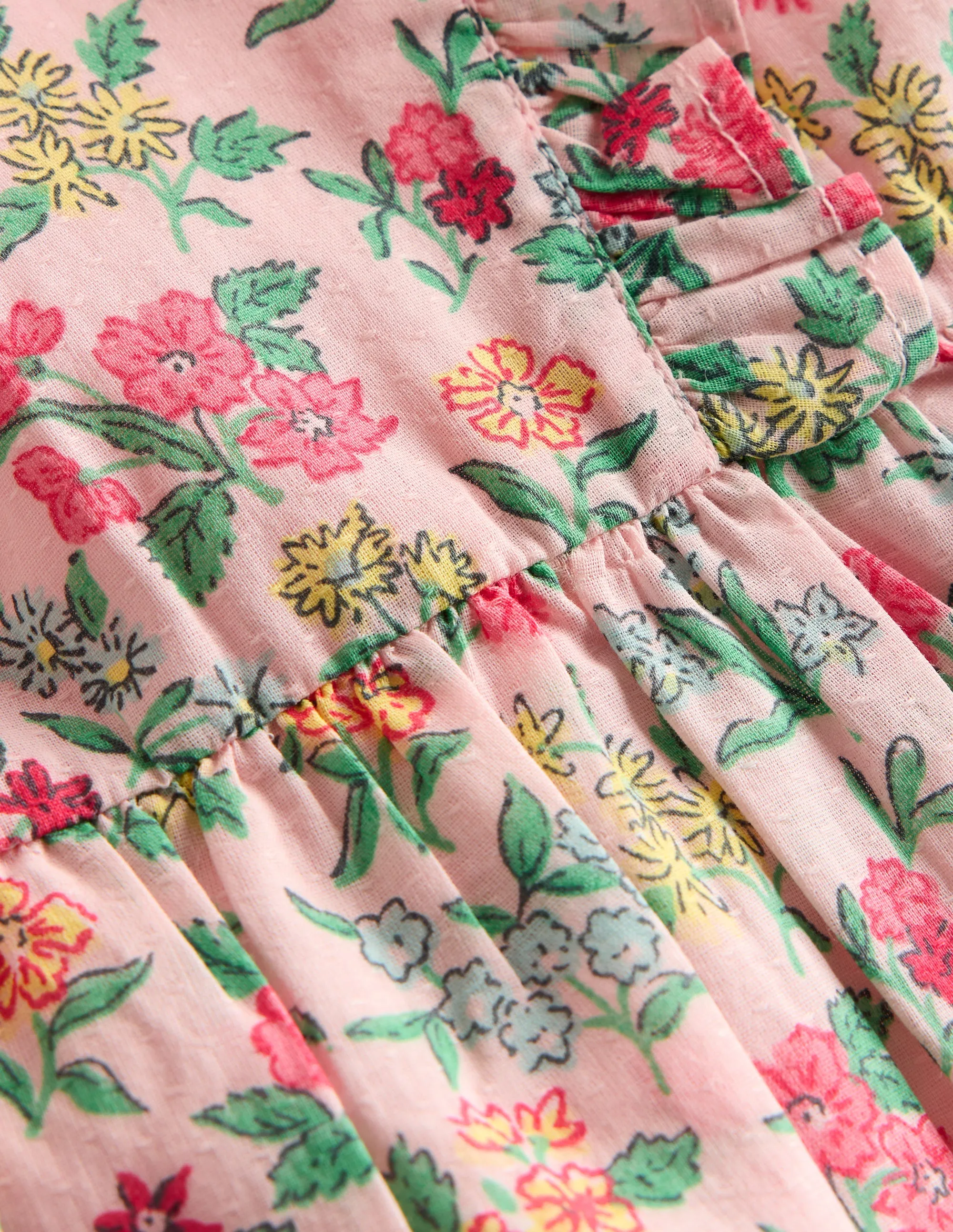 Frilly Pinny Dress-Chalk Pink Garden Ditsy