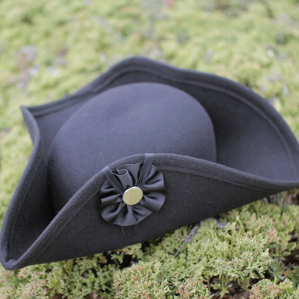 Fur Felt Civilian Tricorn - Low BLACK
