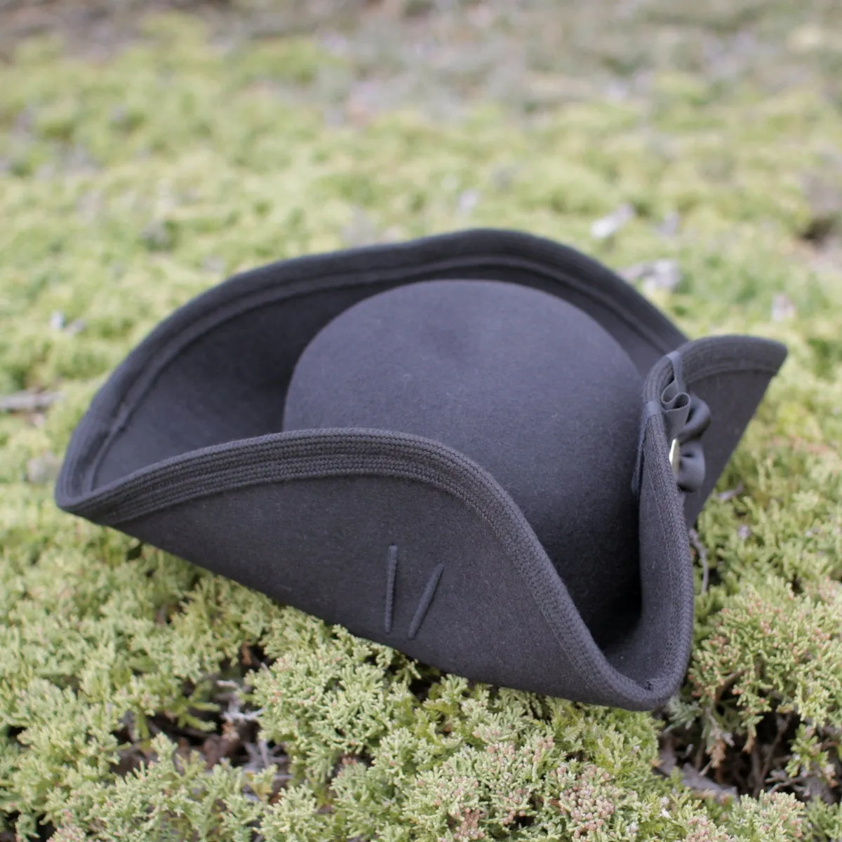 Fur Felt Civilian Tricorn - Low BLACK