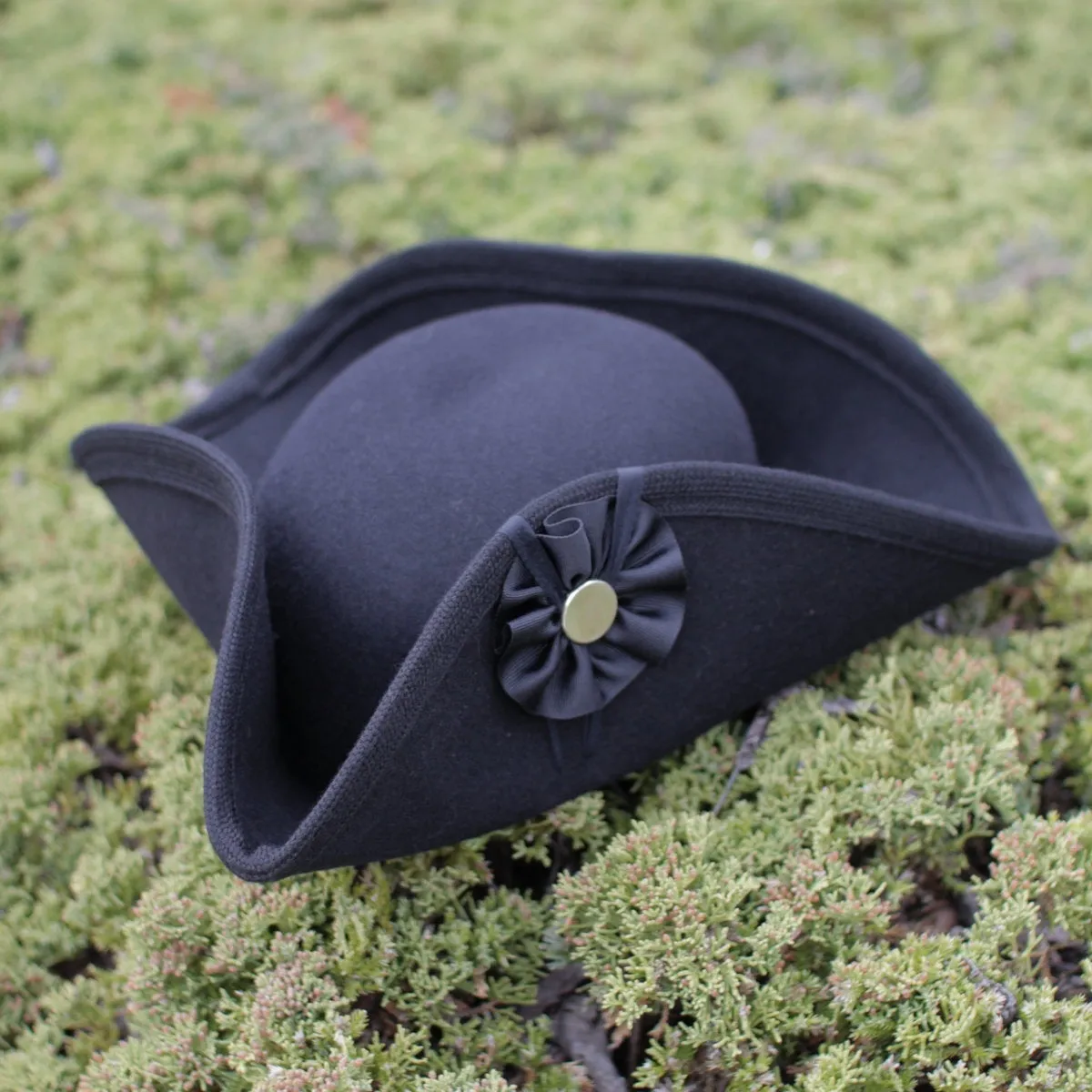 Fur Felt Civilian Tricorn - Low BLACK