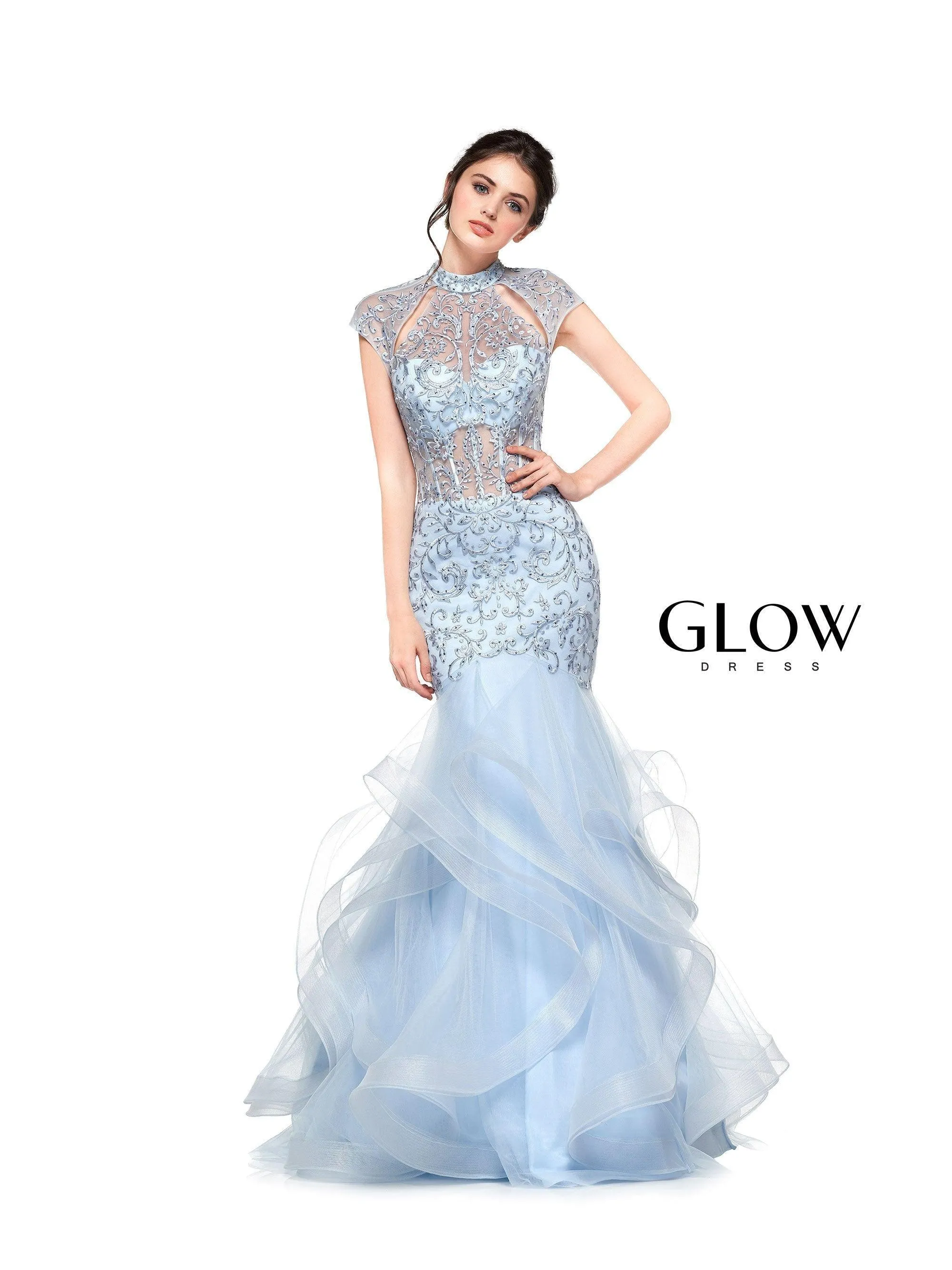 G842 Colors Long Cap Sleeve Formal Mermaid Prom Gown Sale