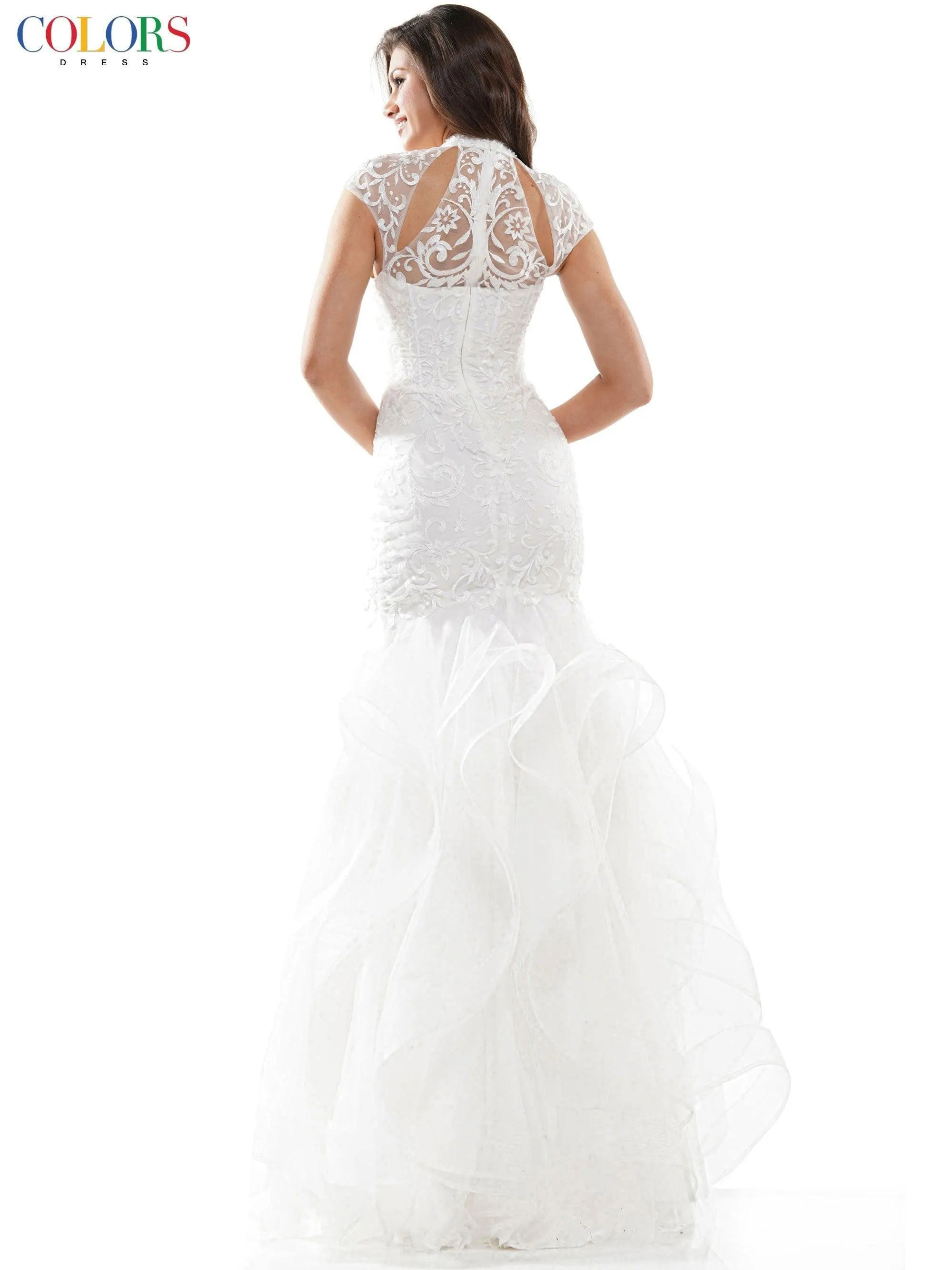 G842 Colors Long Cap Sleeve Formal Mermaid Prom Gown Sale