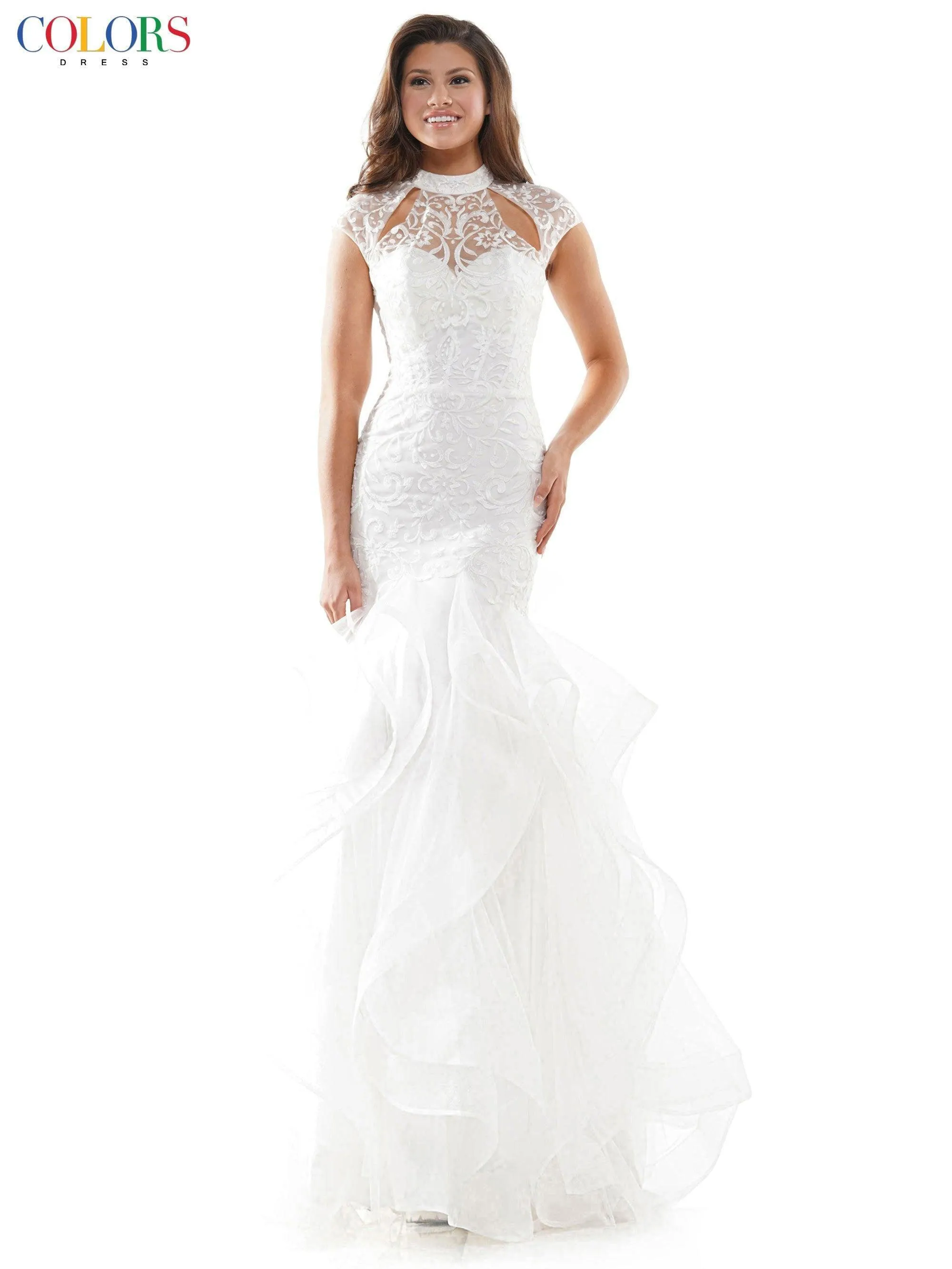 G842 Colors Long Cap Sleeve Formal Mermaid Prom Gown Sale