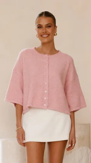 Gazelle Button Up Knit T-Shirt - Pink