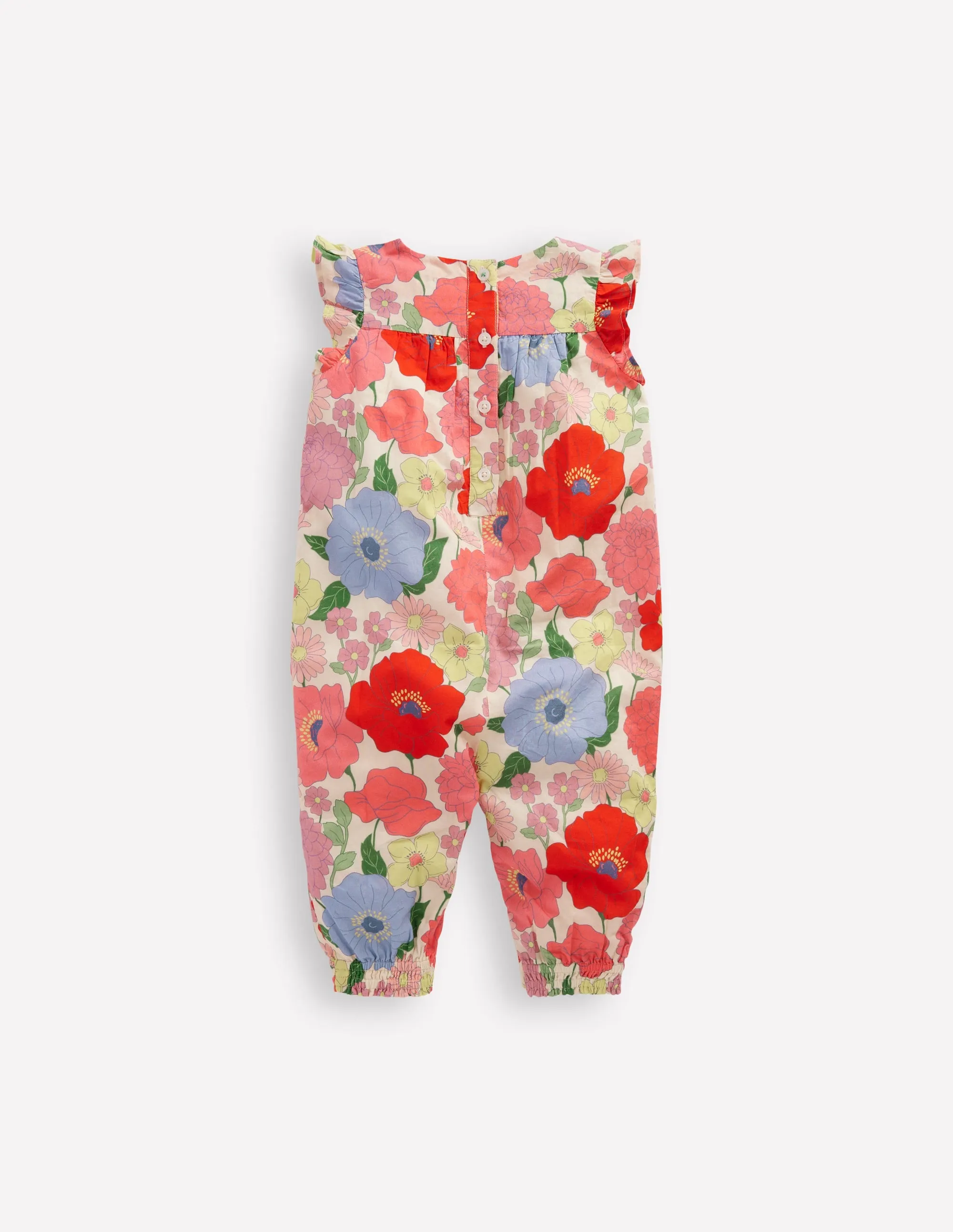 Girls Ruffle Sleeve Romper-Multi Summer Garden