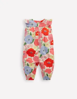 Girls Ruffle Sleeve Romper-Multi Summer Garden