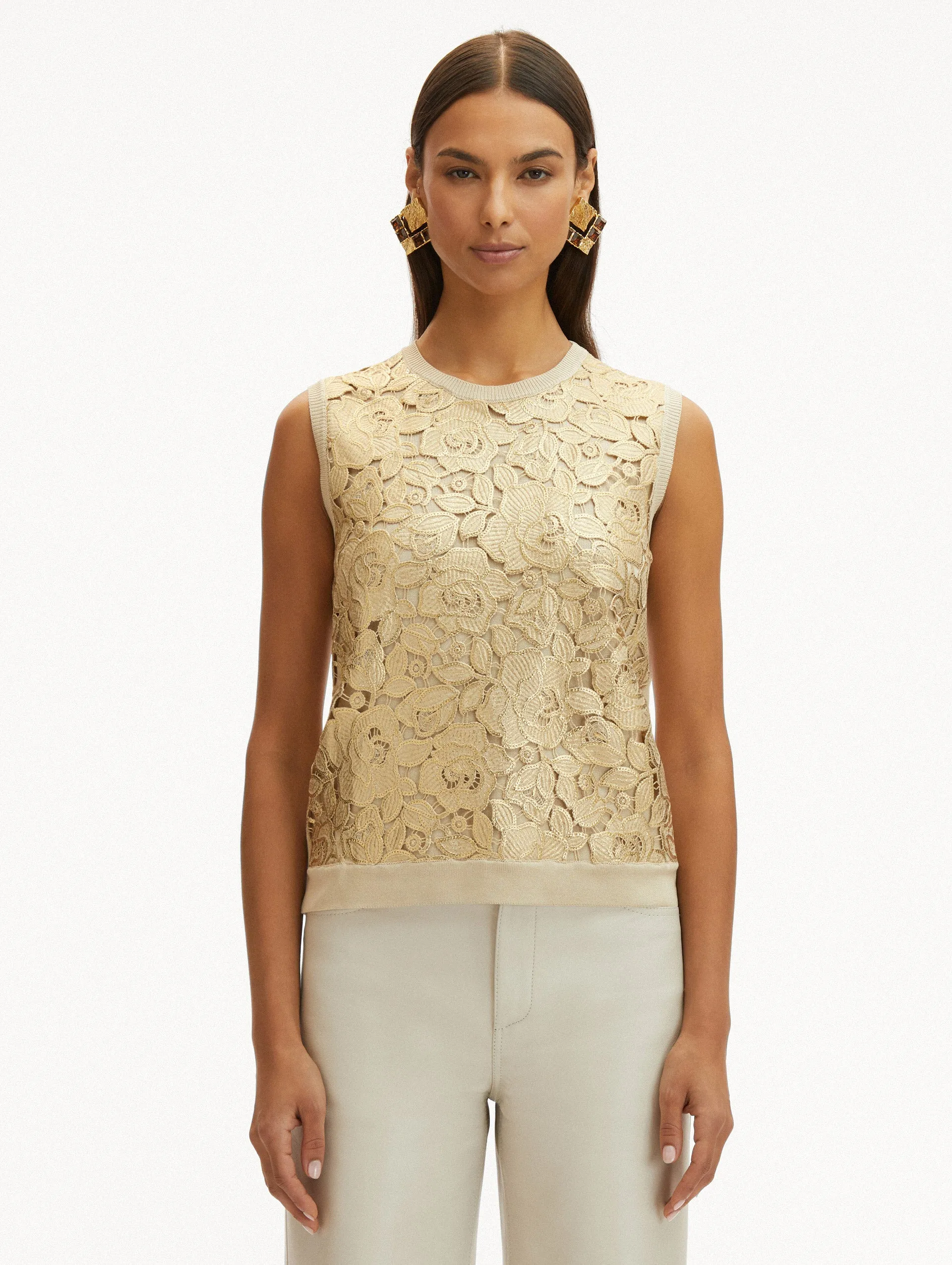 Gold Foil English Rose Inset Tank