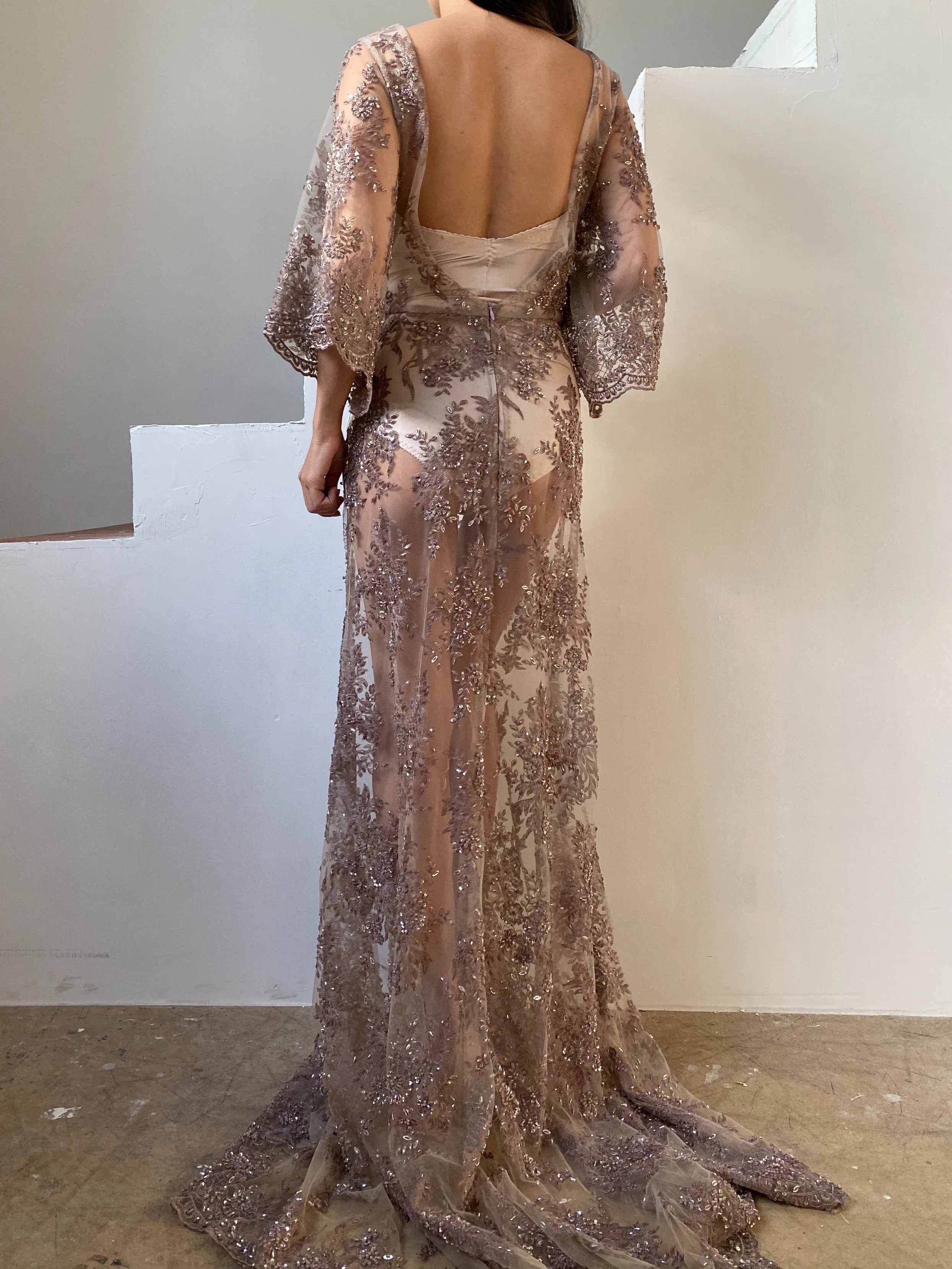 GOSSAMER Lavender Beaded Gown - 4/6