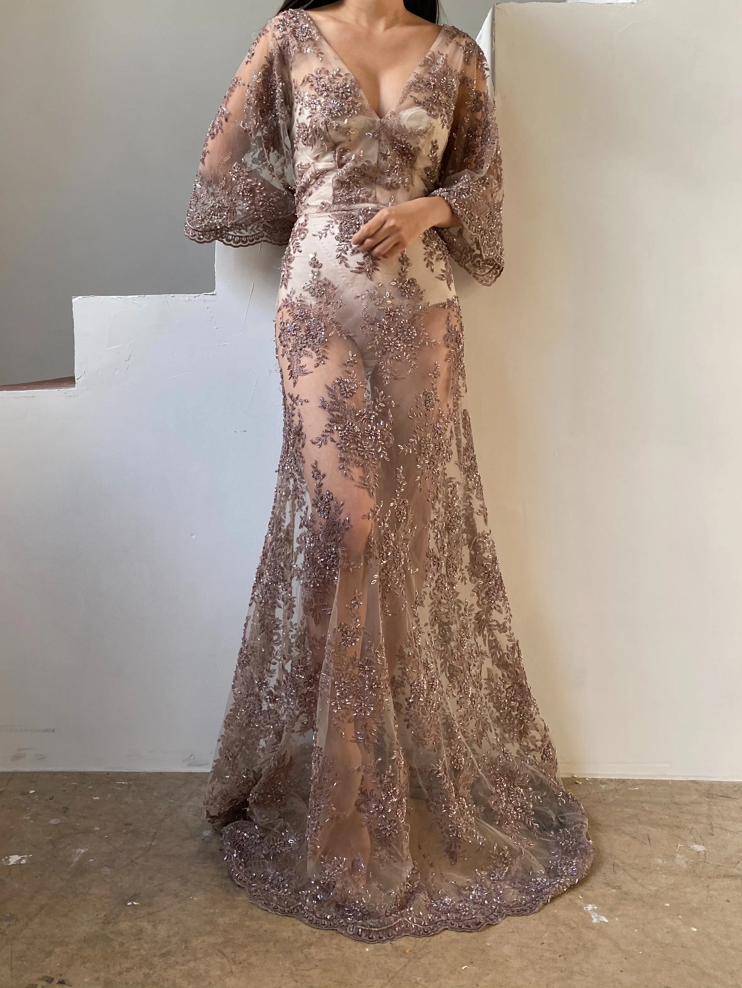 GOSSAMER Lavender Beaded Gown - 4/6