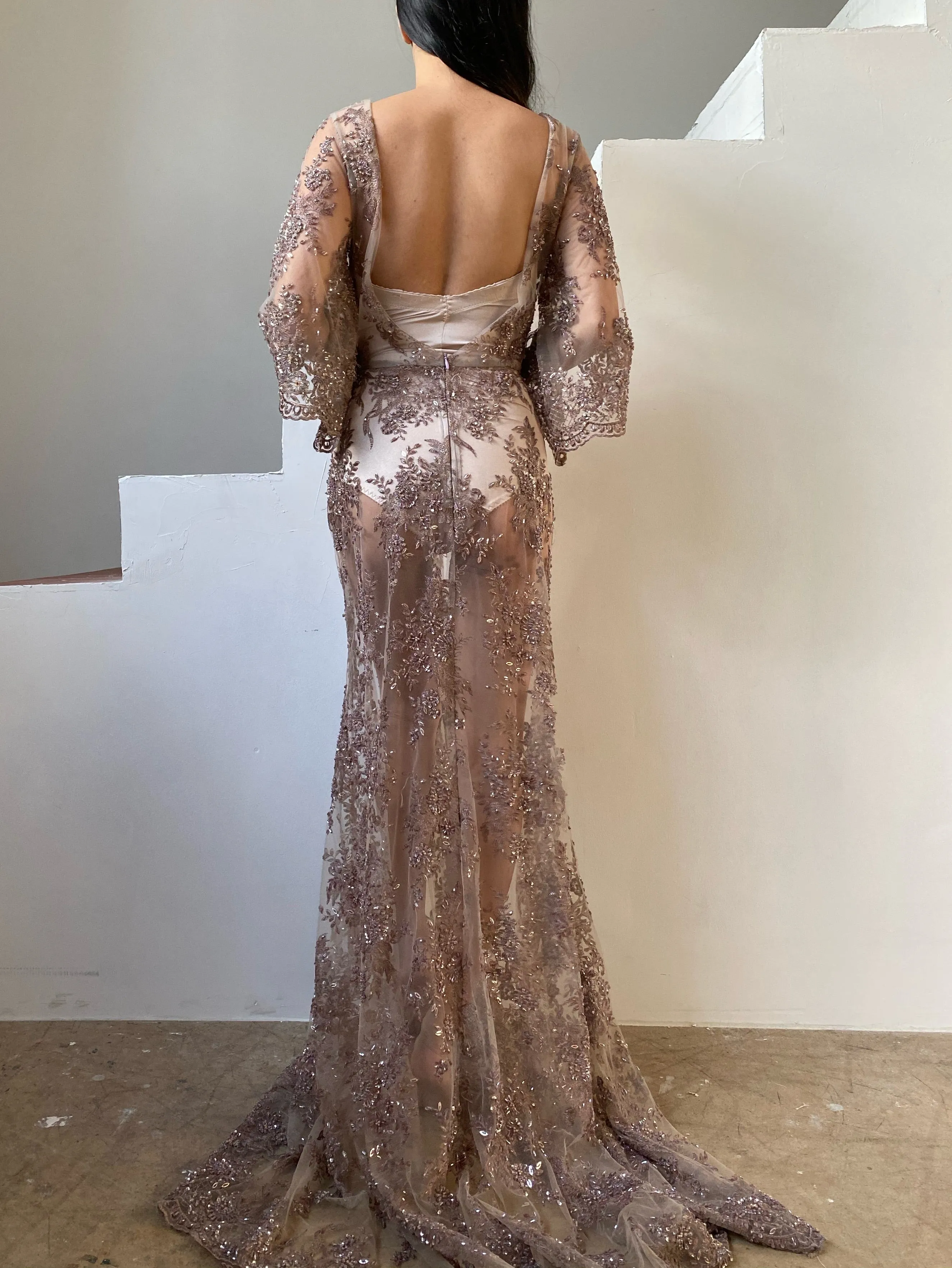 GOSSAMER Lavender Beaded Gown - 4/6