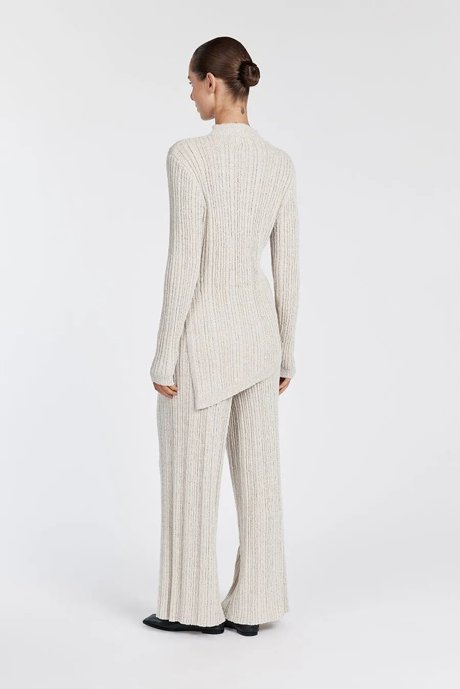 GRACE STONE ASYM LONG SLEEVE KNIT TOP