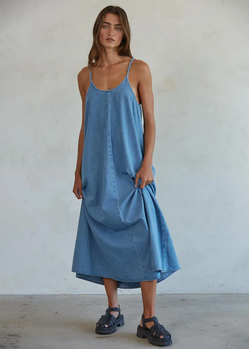 Gracie Denim Maxi Dress - Blue Denim