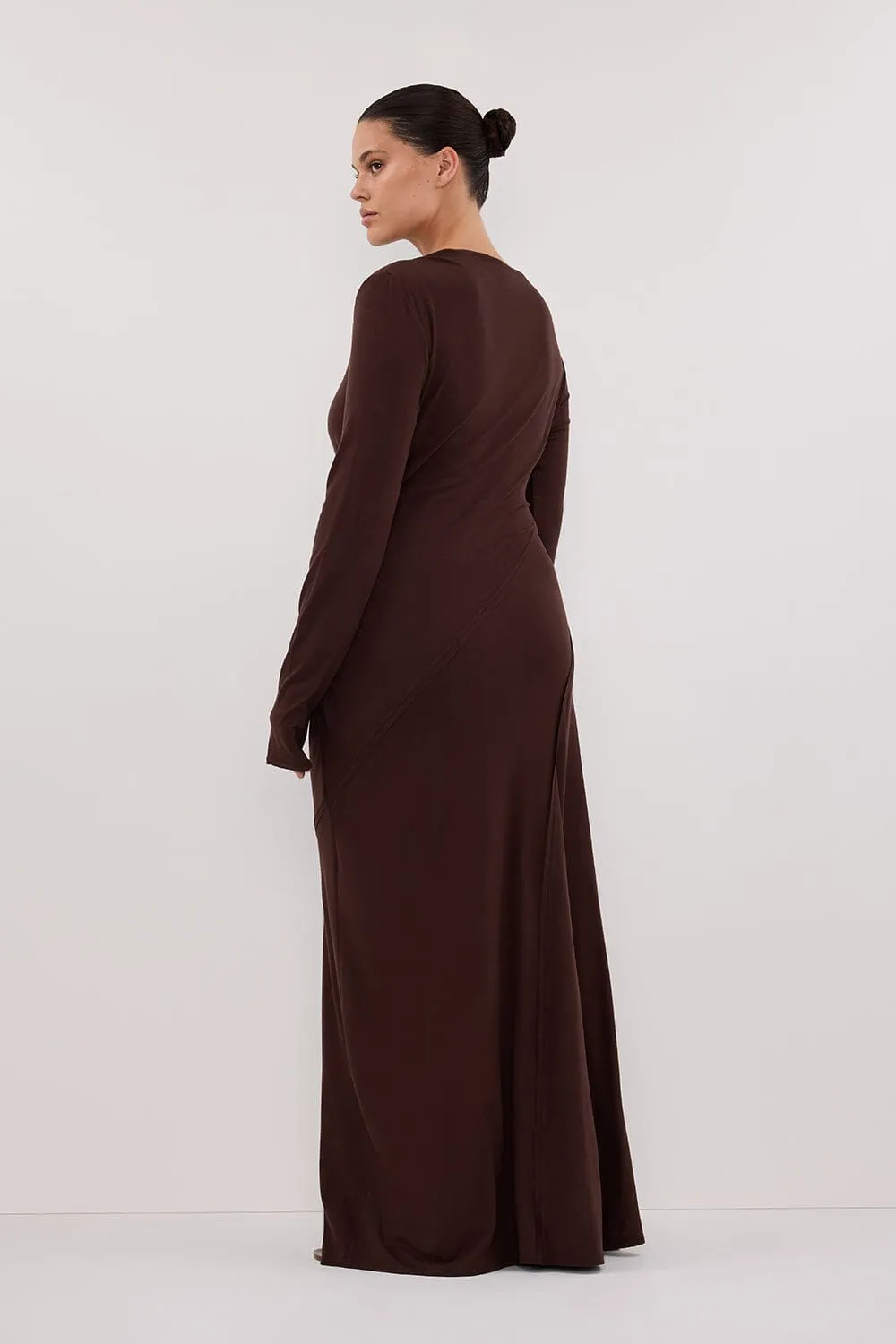 HADLEY CHOC SLEEVED KNIT MAXI DRESS