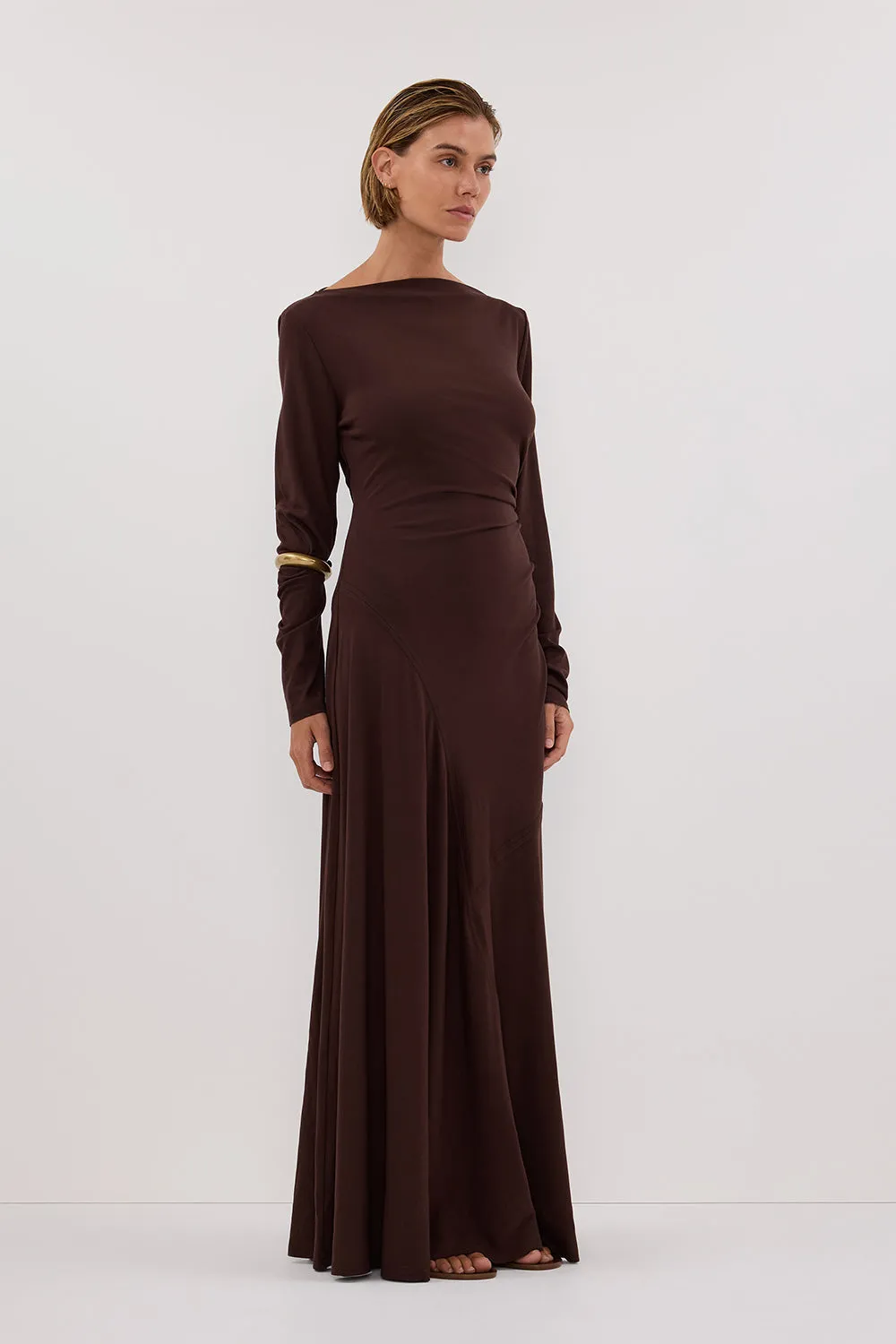 HADLEY CHOC SLEEVED KNIT MAXI DRESS