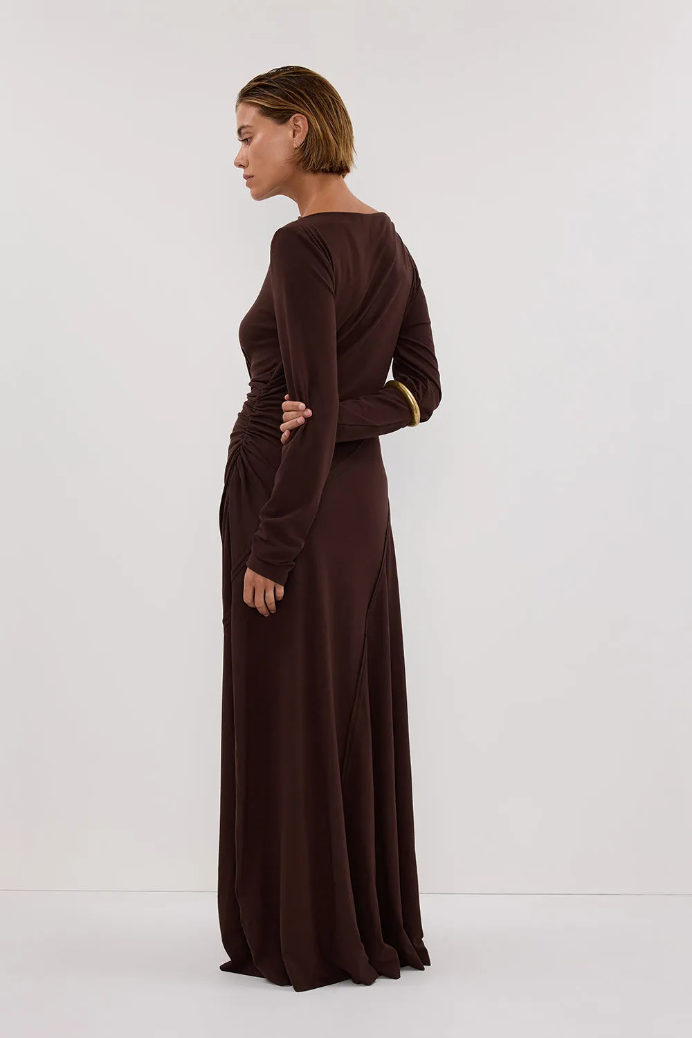 HADLEY CHOC SLEEVED KNIT MAXI DRESS