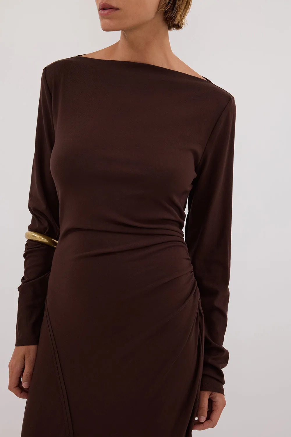 HADLEY CHOC SLEEVED KNIT MAXI DRESS