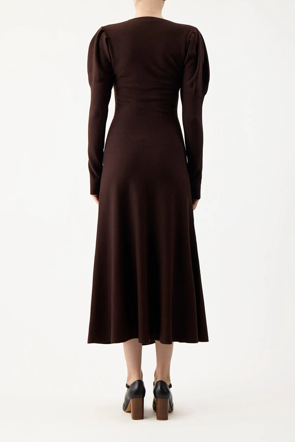 Hannah Knit Maxi Dress in Chocolate Merino Wool Cashmere