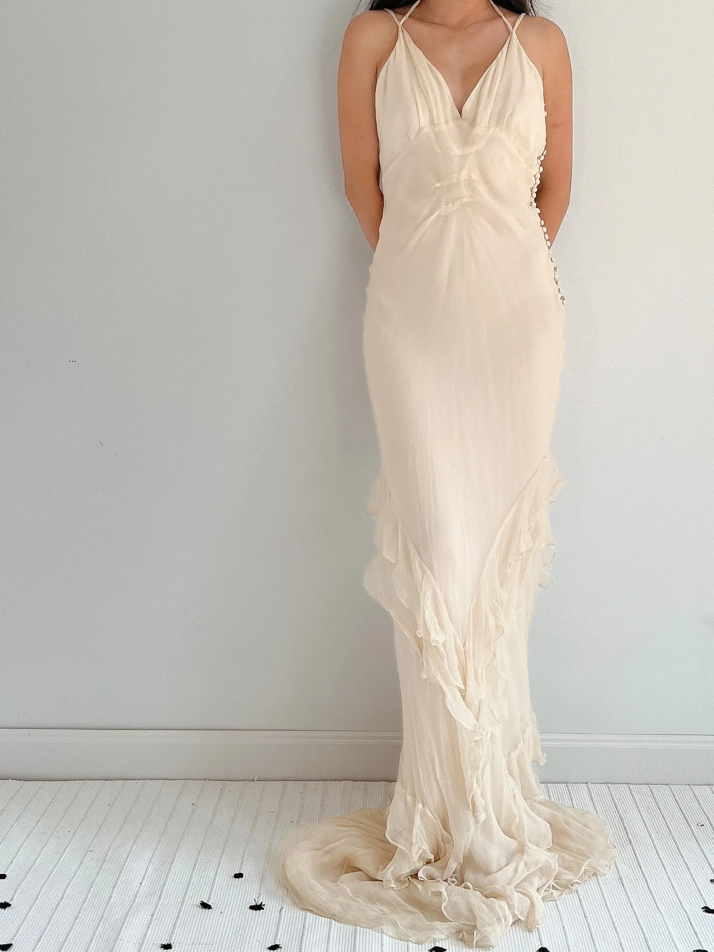 J. Mendel Silk Bias Cut Dress - S