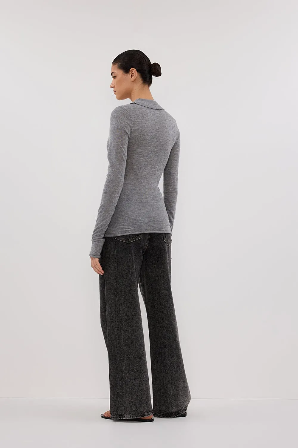 JANE SILVER MARLE MERINO POLO TOP