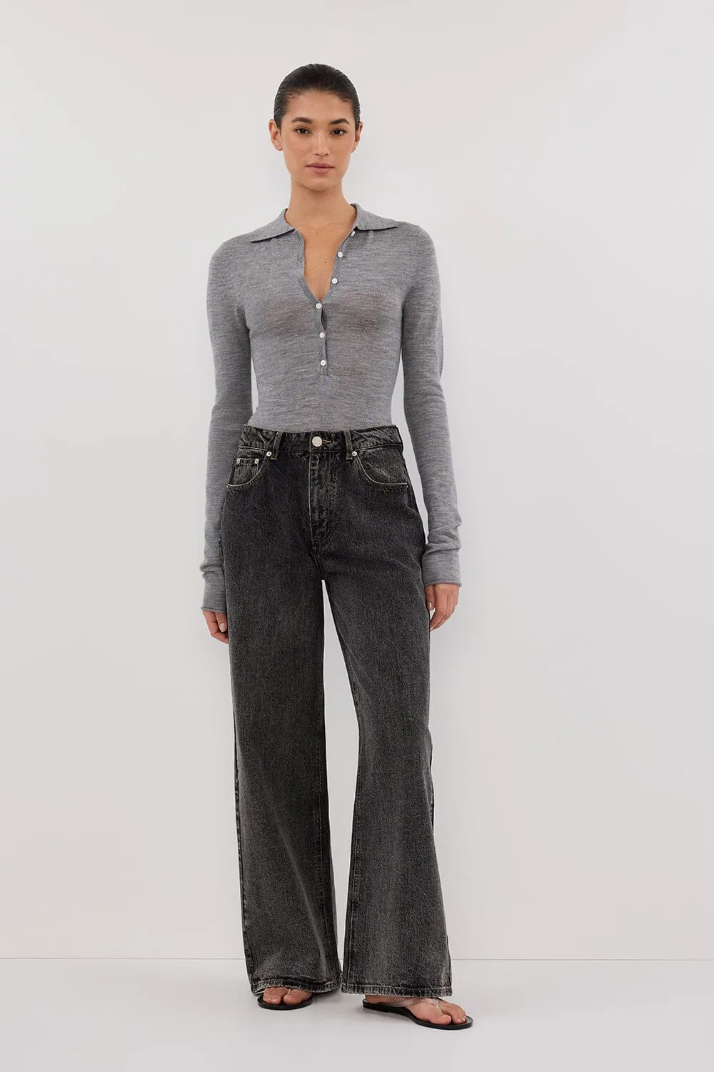 JANE SILVER MARLE MERINO POLO TOP